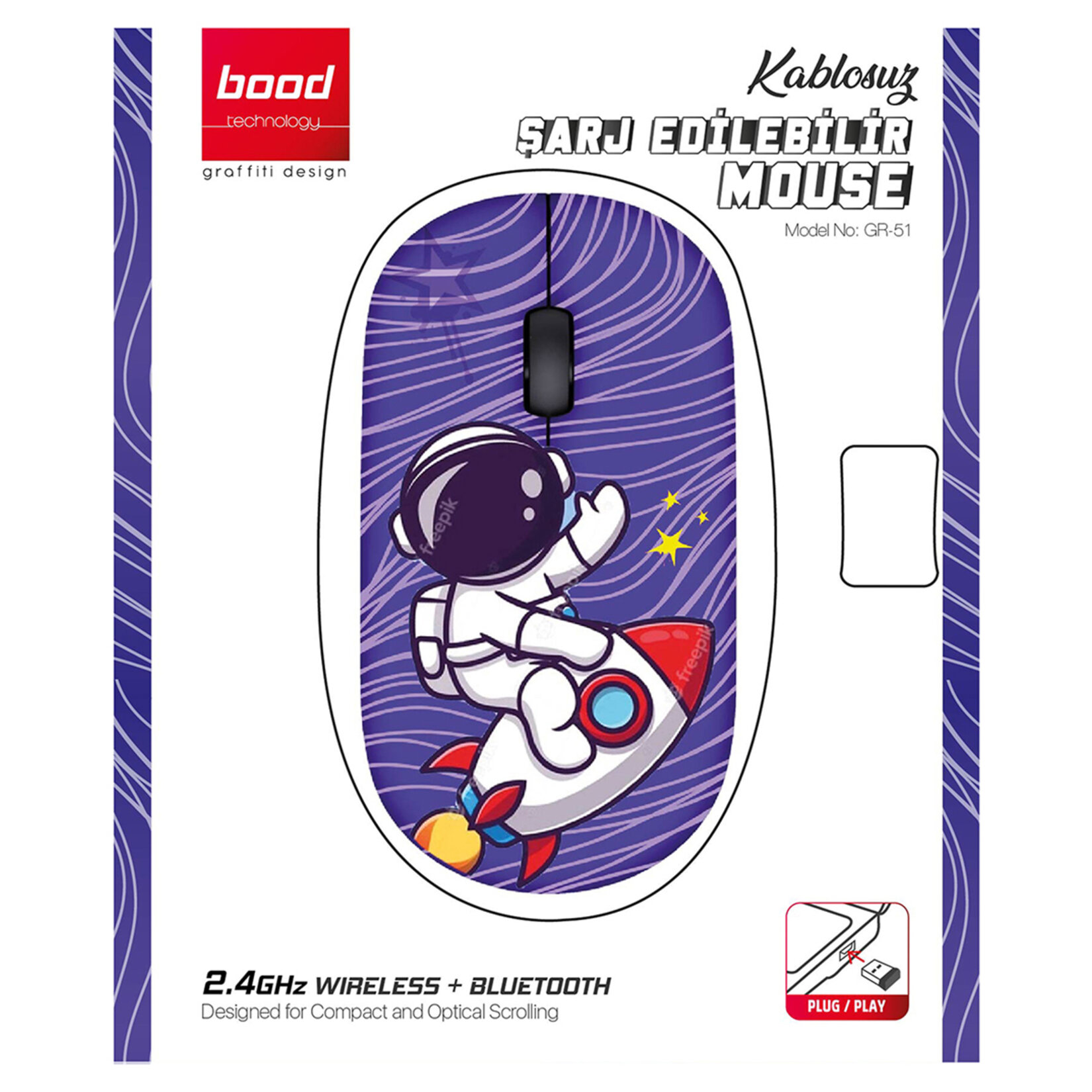 Bood Kablosuz Şarj Edilebilir Mouse Grafit - Görsel 2