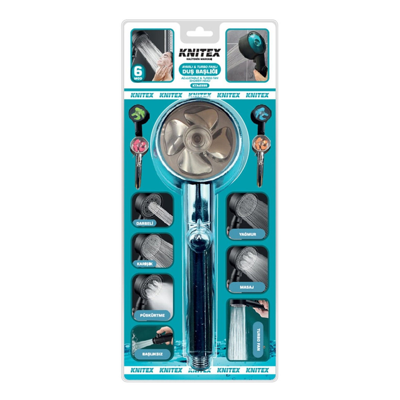 Kinetex Ayarlı Stoplu Turbo Fanlı Duş Başlığı - Görsel 1