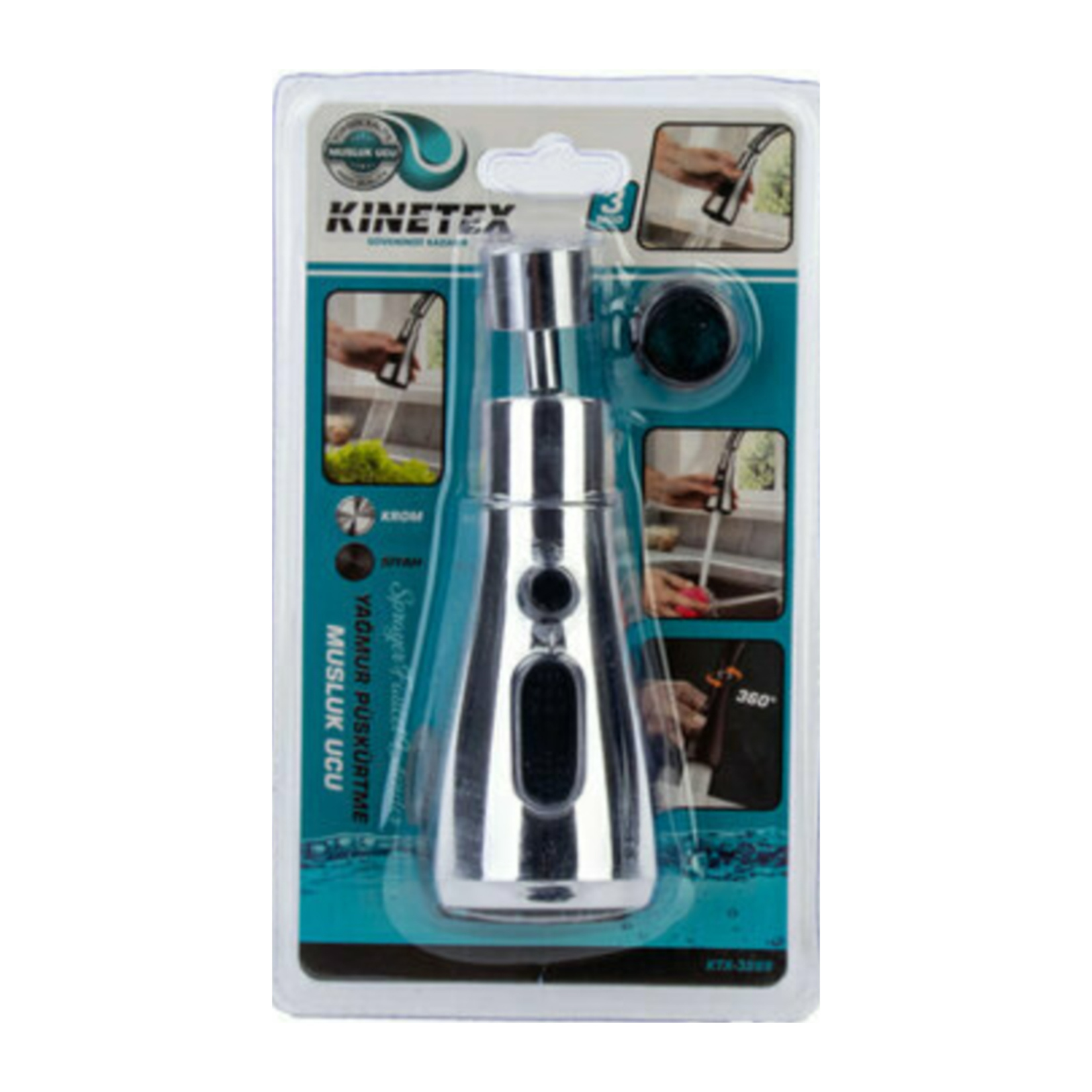 Kinetex Konik Musluk Başlığı 3 Fonksiyonlu - Görsel 1