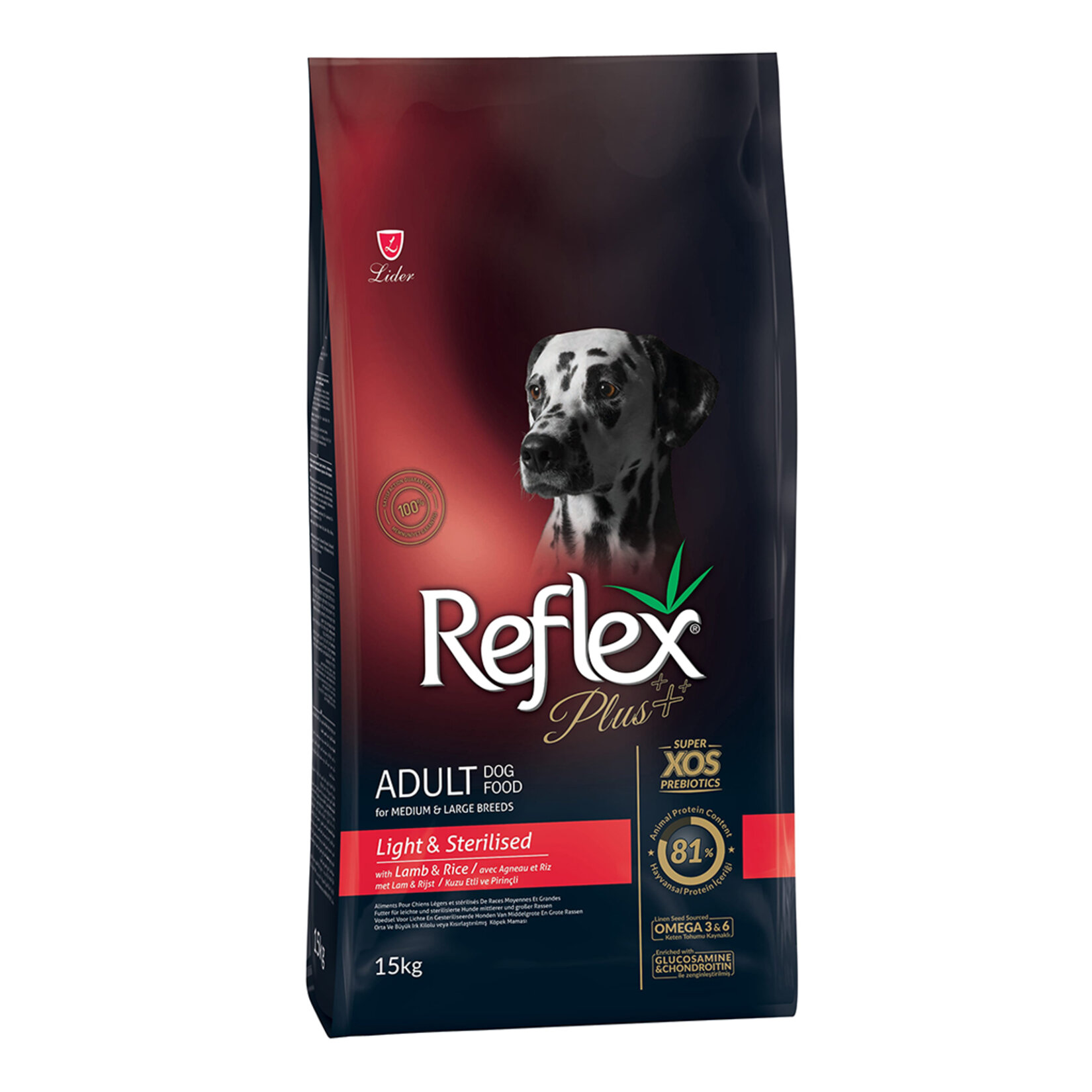 Reflex Plus Kuzu Etli Pirinçli Orta Irk Kısır Köpek Maması 15 Kg
