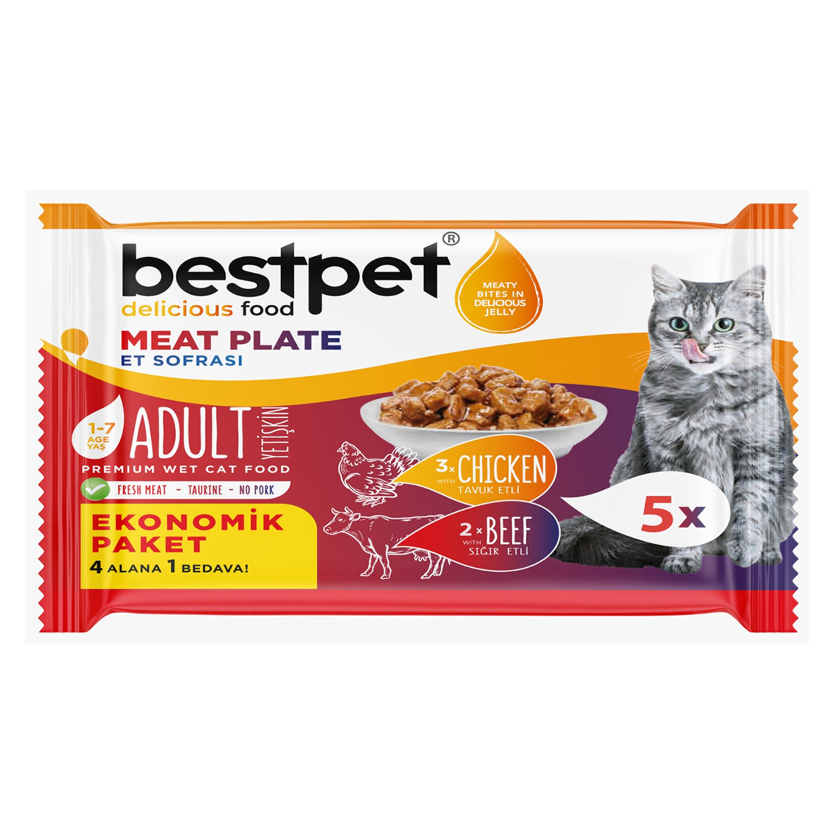 Bestpet Yetişkin Kedi Yaş Mama Ekonomik Paket 4*85 G