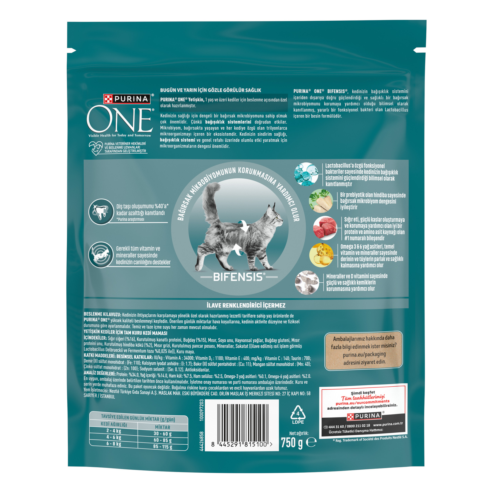 Purina One Sığır Etli Yetişkin Kuru Kedi Maması 750 G - Görsel 2