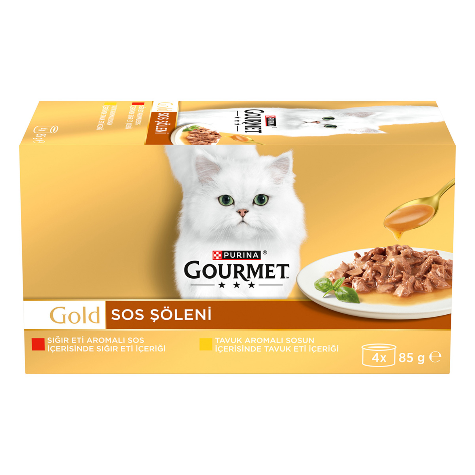 Purina Gourmet Gold Sos Şölen Sığır Etli Tavuklu 4 x 85 G - Görsel 1