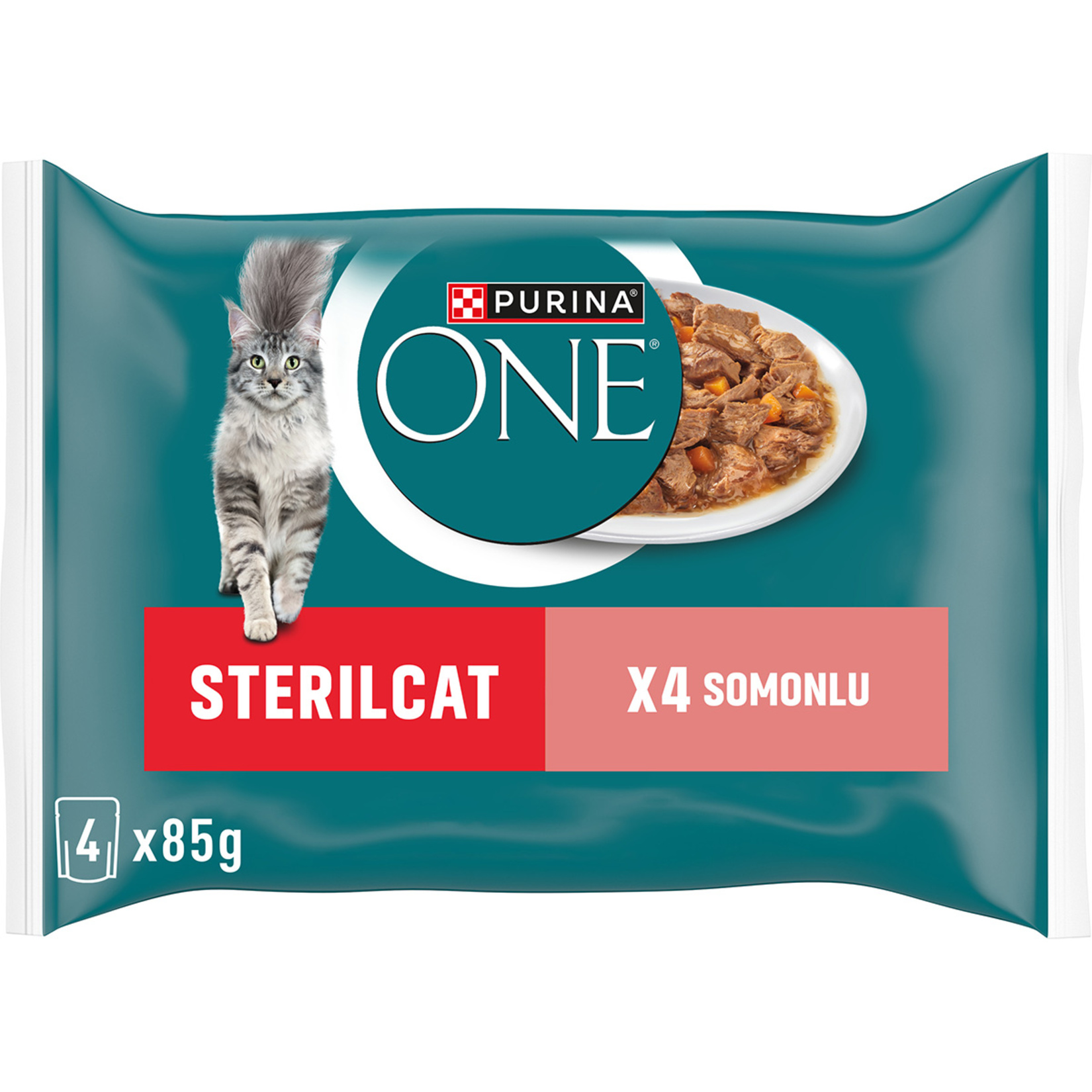 Purina One Steril Somon Kısırlaştırılmış Yaş Kedi Maması 4 x 85 G - Görsel 1