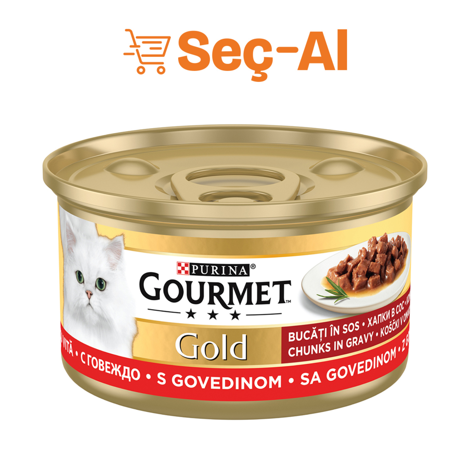 Gourmet Gold Soslu Sığır Etli Yaş Kedi Maması Konserve 85 G - Görsel 1