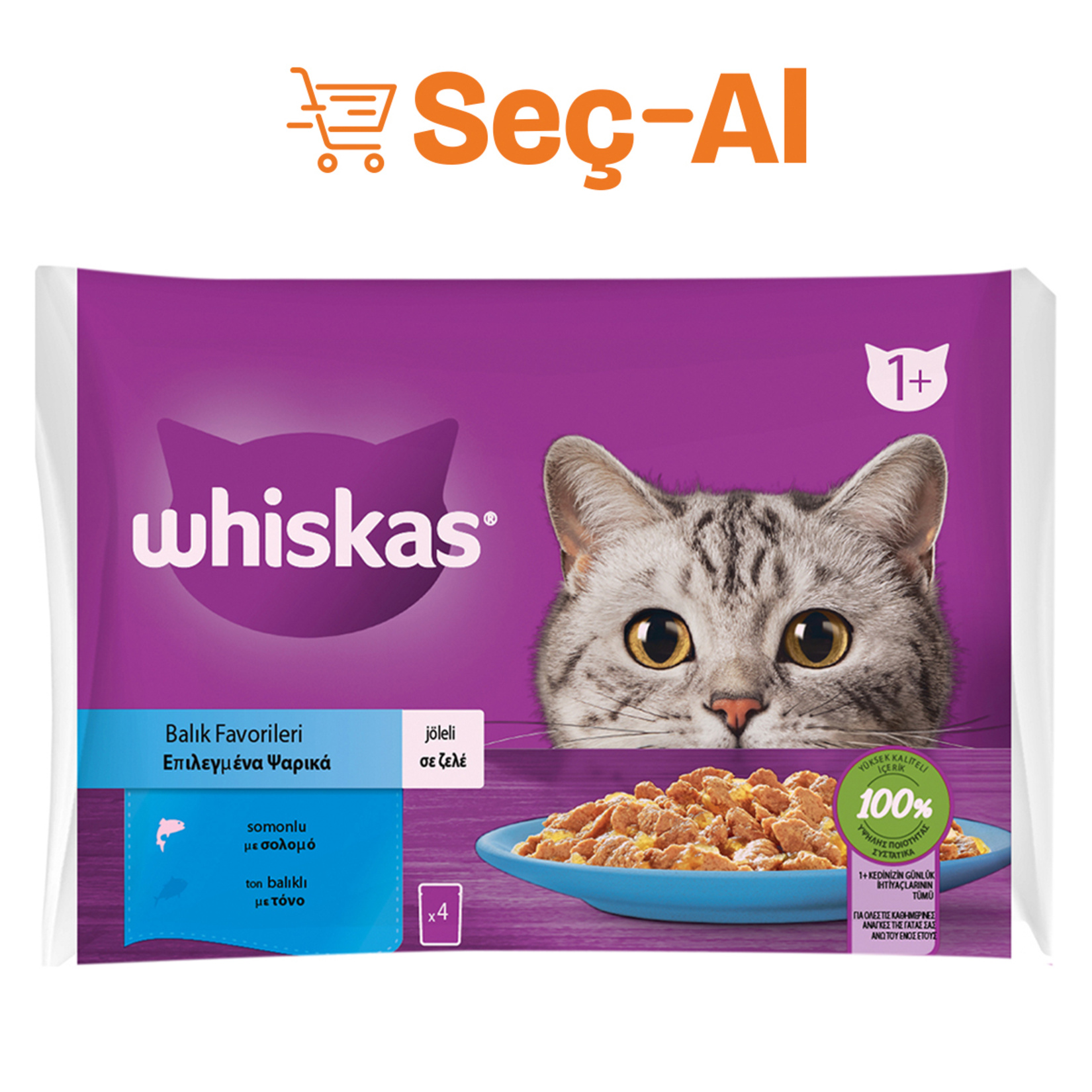 Whiskas Balıklı Seçim Poşet Yaş Mama 4 x 85 G