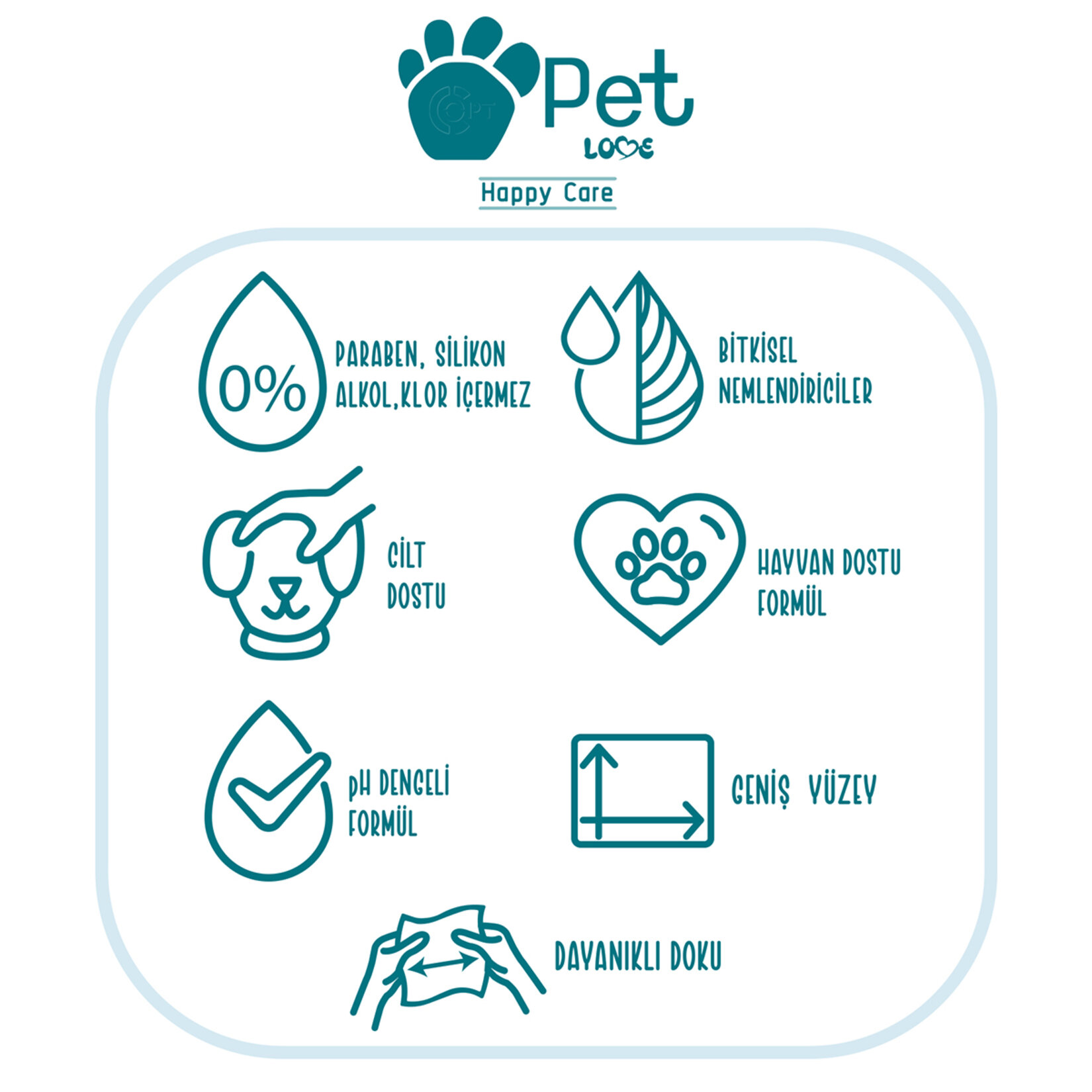 Pet Love Evcil Hayvan Temizleme Mendili 60'lı - Görsel 3