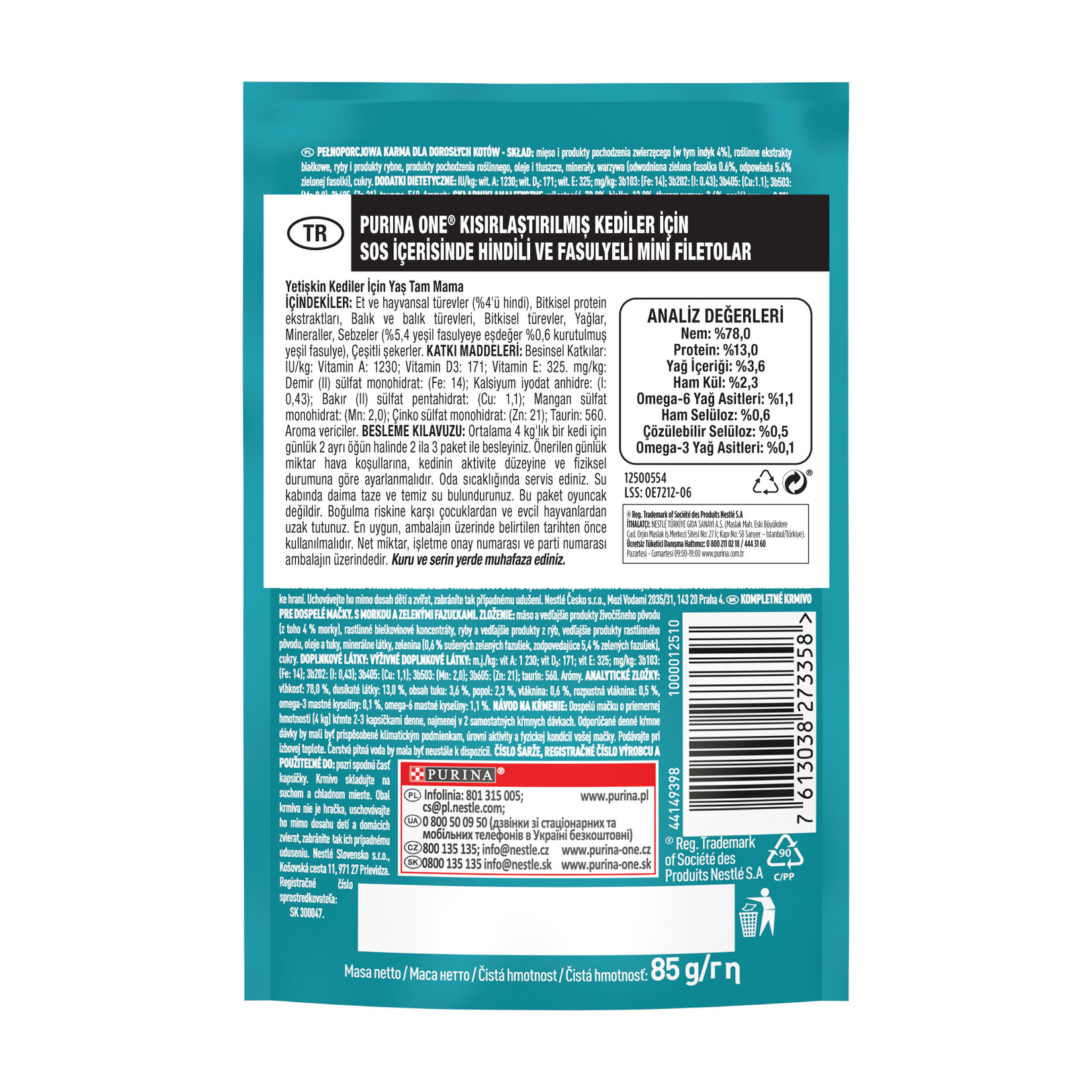 Purina One Kısırlaştırılmış Kedi Maması Hindi & Fasulye 85 G - Görsel 2