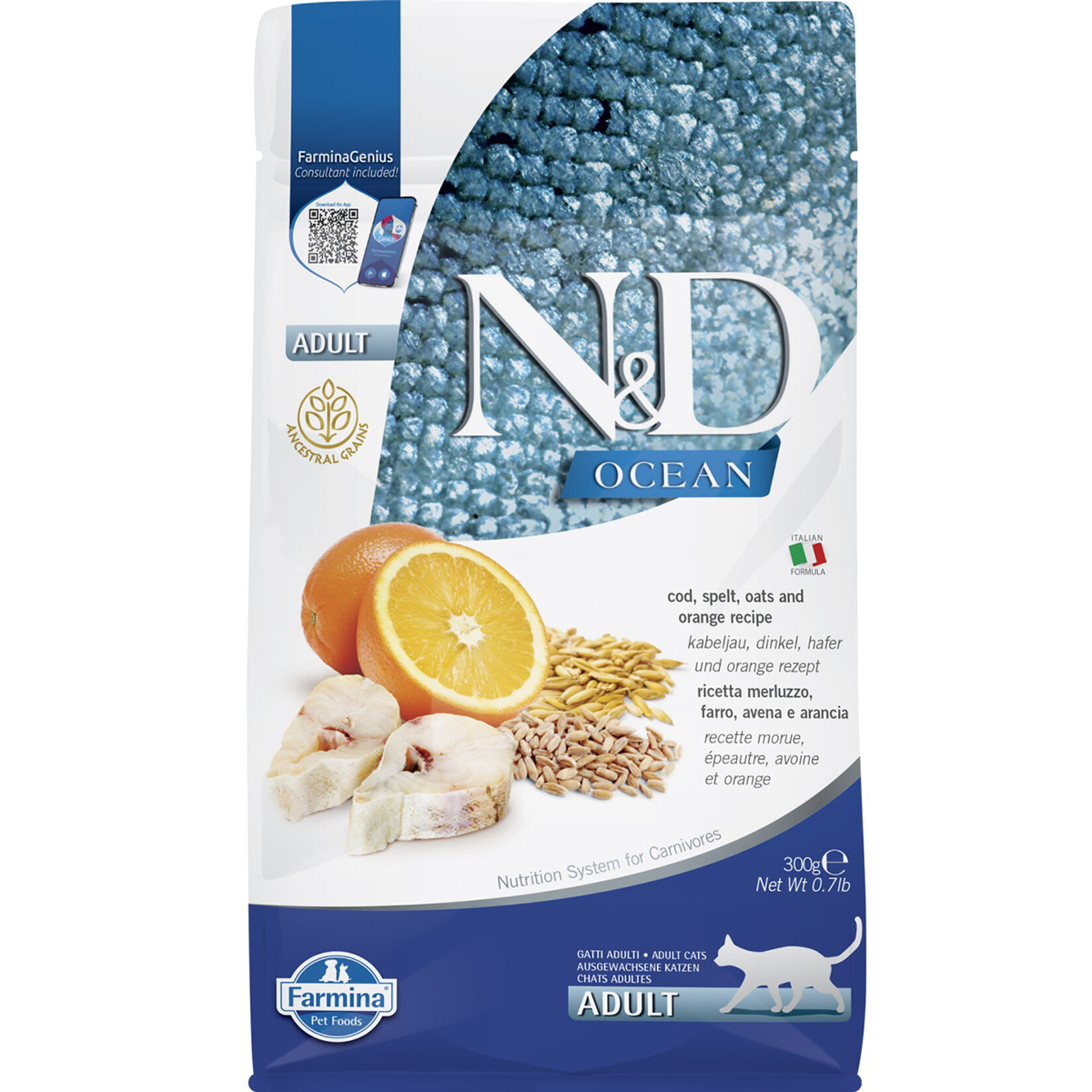 N&D Cat Morina Balığı Kılçıksız Buğday Yulaf Portakallı Mama 300 G