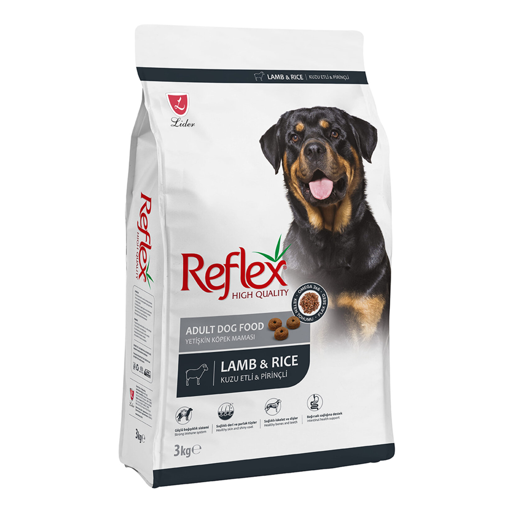 Reflex Kuzu Etli ve Pirinçli Yetişkin Köpek Maması 3 Kg