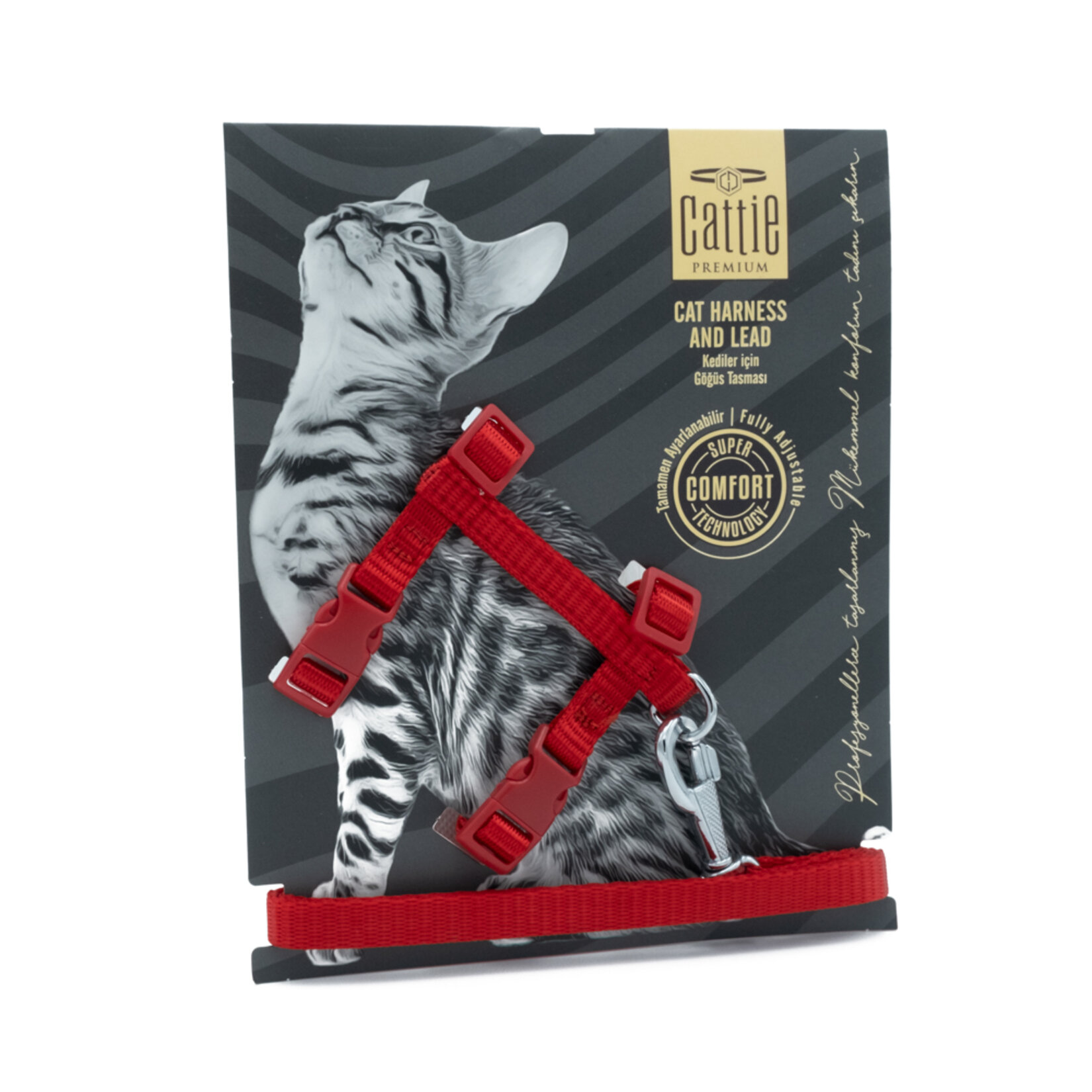 Cattie Kedi Göğüs & Gezdirme Takımı Kırmızı 1 x 25 - 40 Cm