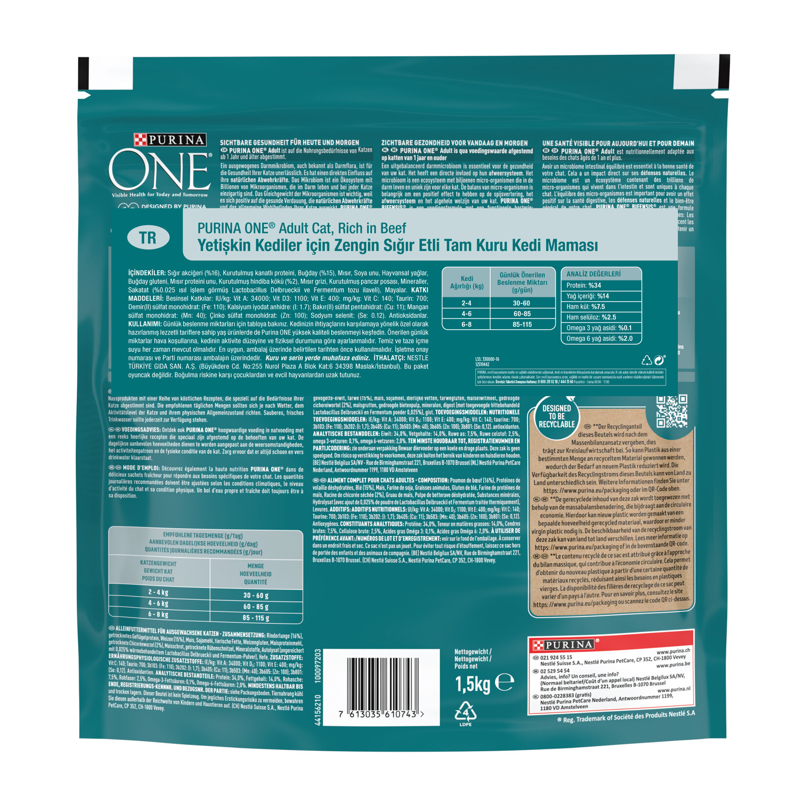 Purina One Sığır Etli Yetişkin Kedi Maması 1.5 Kg - Görsel 2