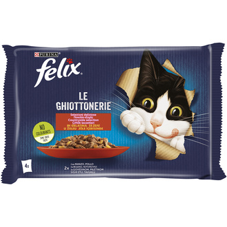 Felix Sığır Etli ve Tavuklu Yaş Kedi Maması 4 x 85 G