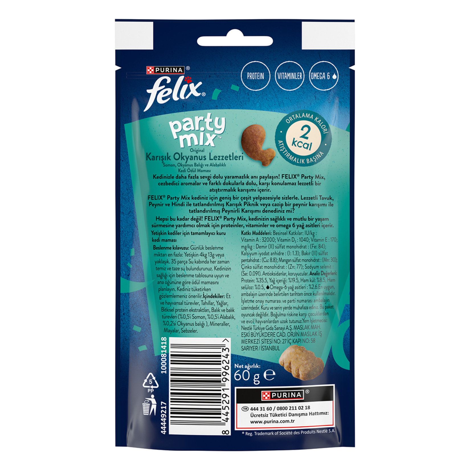 Purina Felix Party Mix Okyanus Lezzetleri Kedi Ödül 60 G - Görsel 2