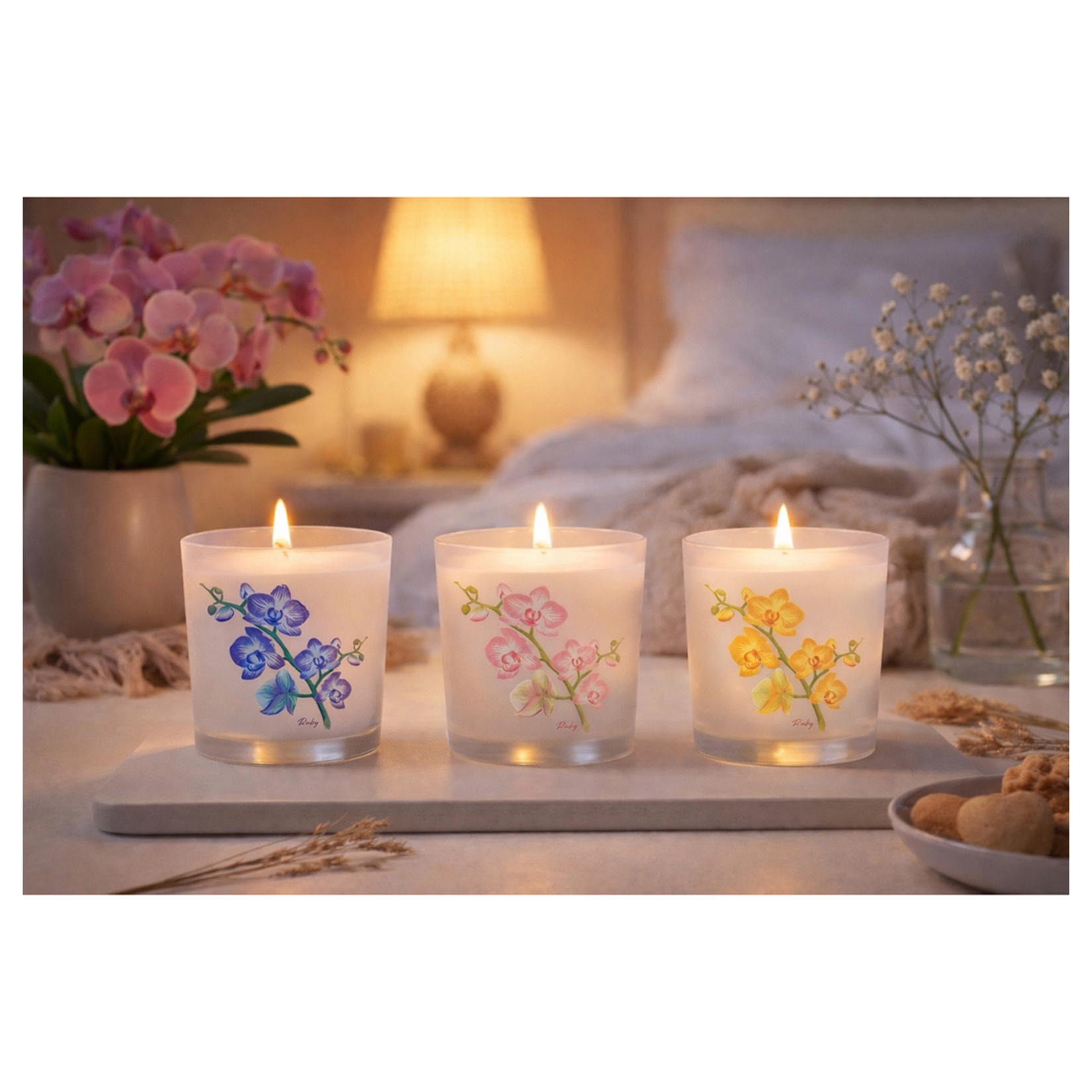 Ruby Manolya Kokulu Orkide Mum - Görsel 4