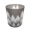Touch Me Gri Ağaç Desenli Cam Mumluk 7.3 Cm - Görsel 1