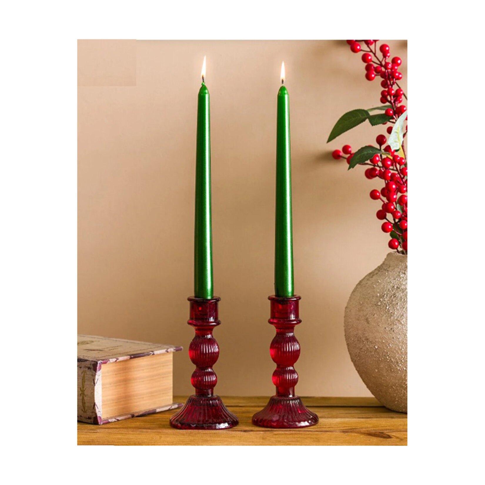 Mistique Home Kırmızı Yeşil Şamdan Mum - Görsel 2