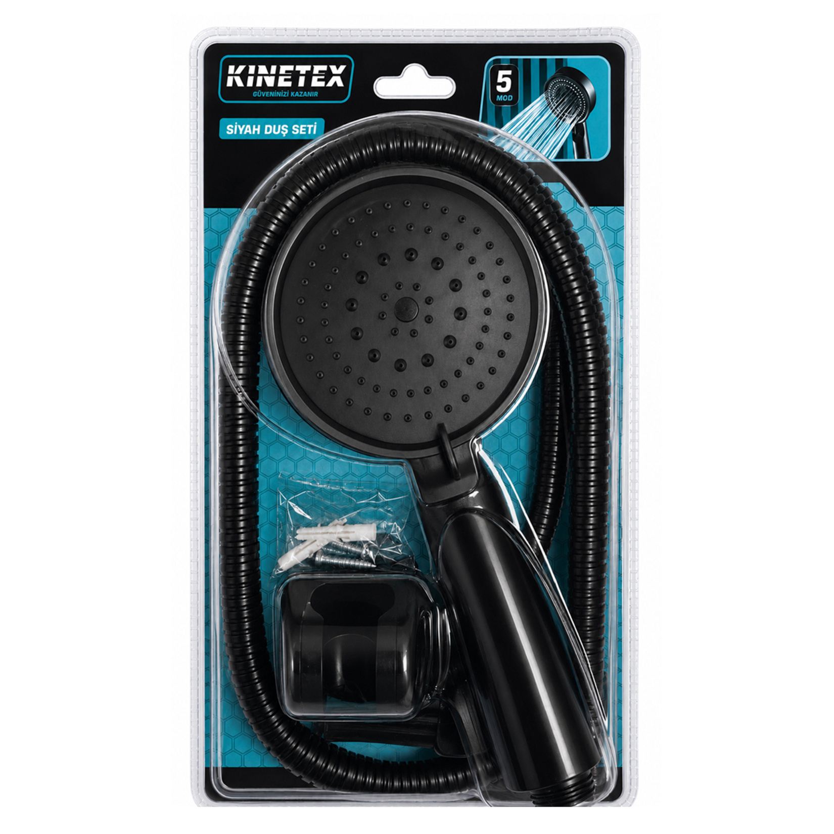 Kinetex KTX-3550/51 Krom-Siyah Duş Seti - Görsel 2