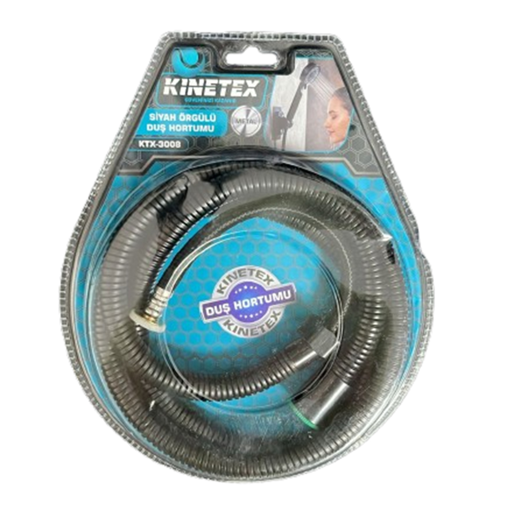Kinetex Siyah Örgülü Duş Hortumu KTX-3008