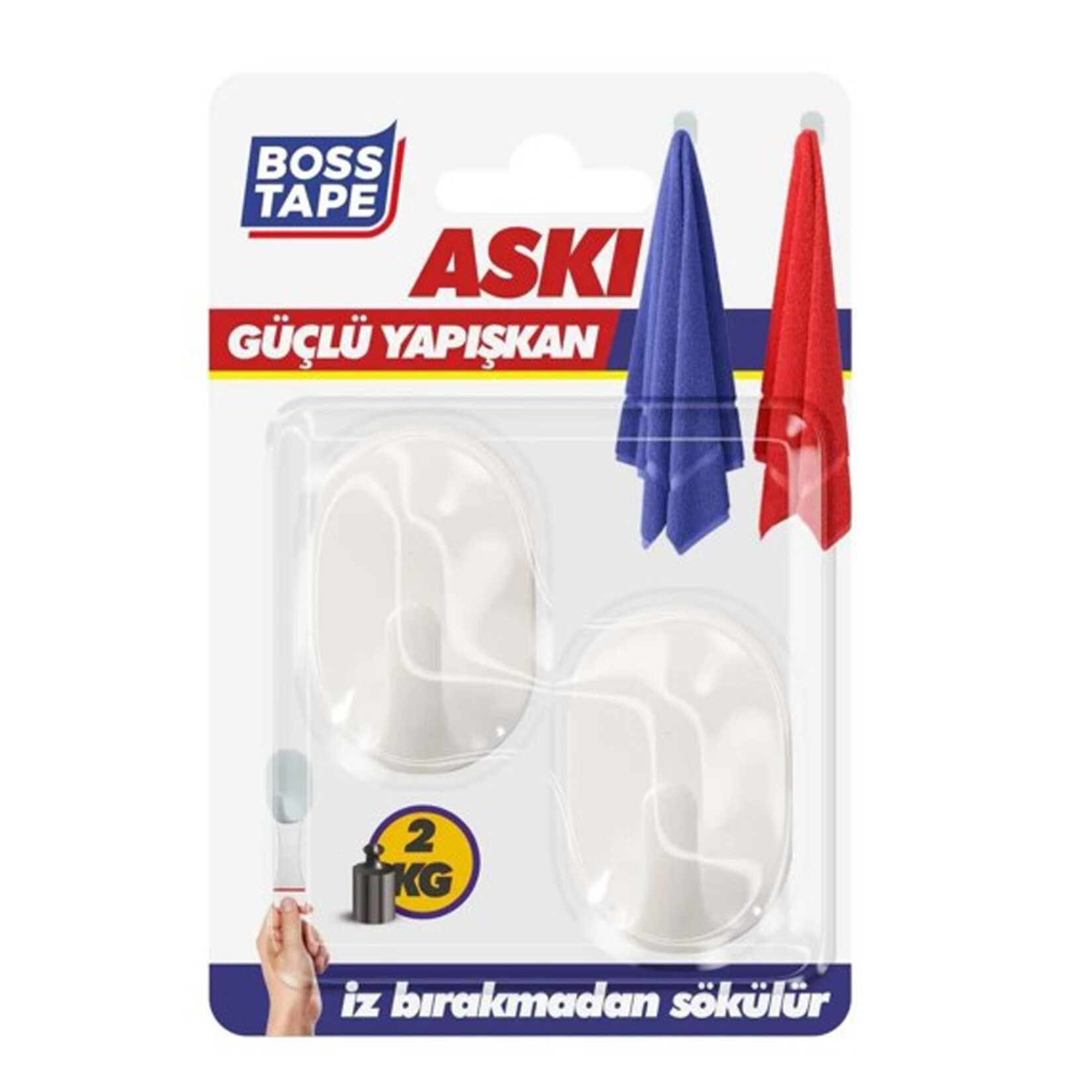 Boss Tape Yapışkanlı Şeffaf Duvar Askısı 2'li Büyük - Görsel 1