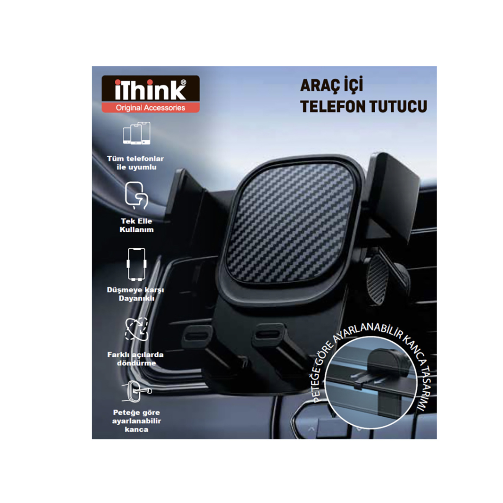 Ithink Kancalı Araç İçi Telefon Tutucu CH-1075 - Görsel 1