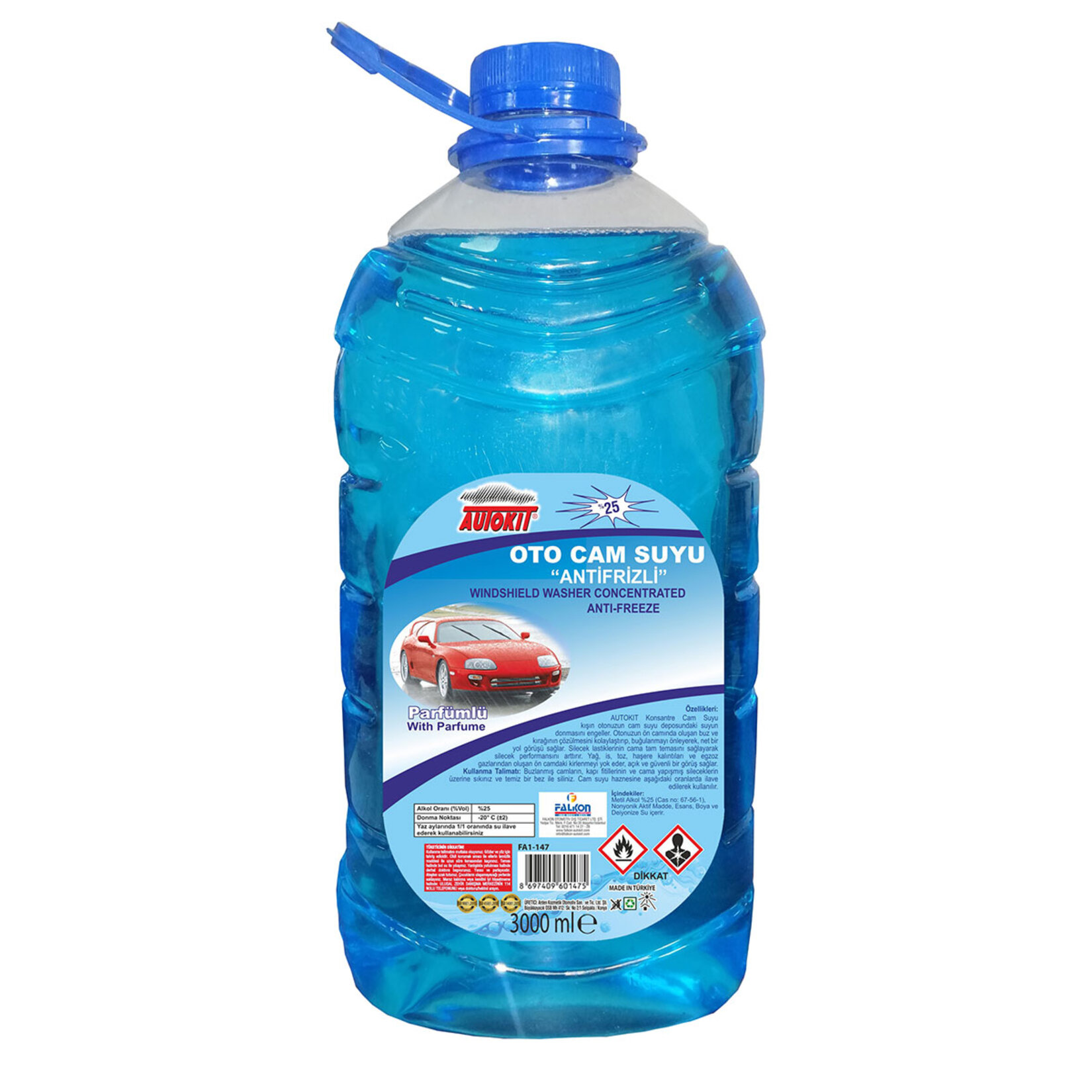 Autokit Antifirizli -20 Derece Cam Suyu 3 L