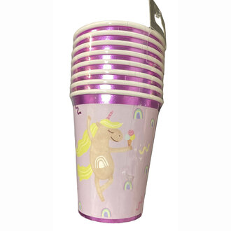 Balinmandalin Unicorn Yaldızlı Karton Bardak 8'li