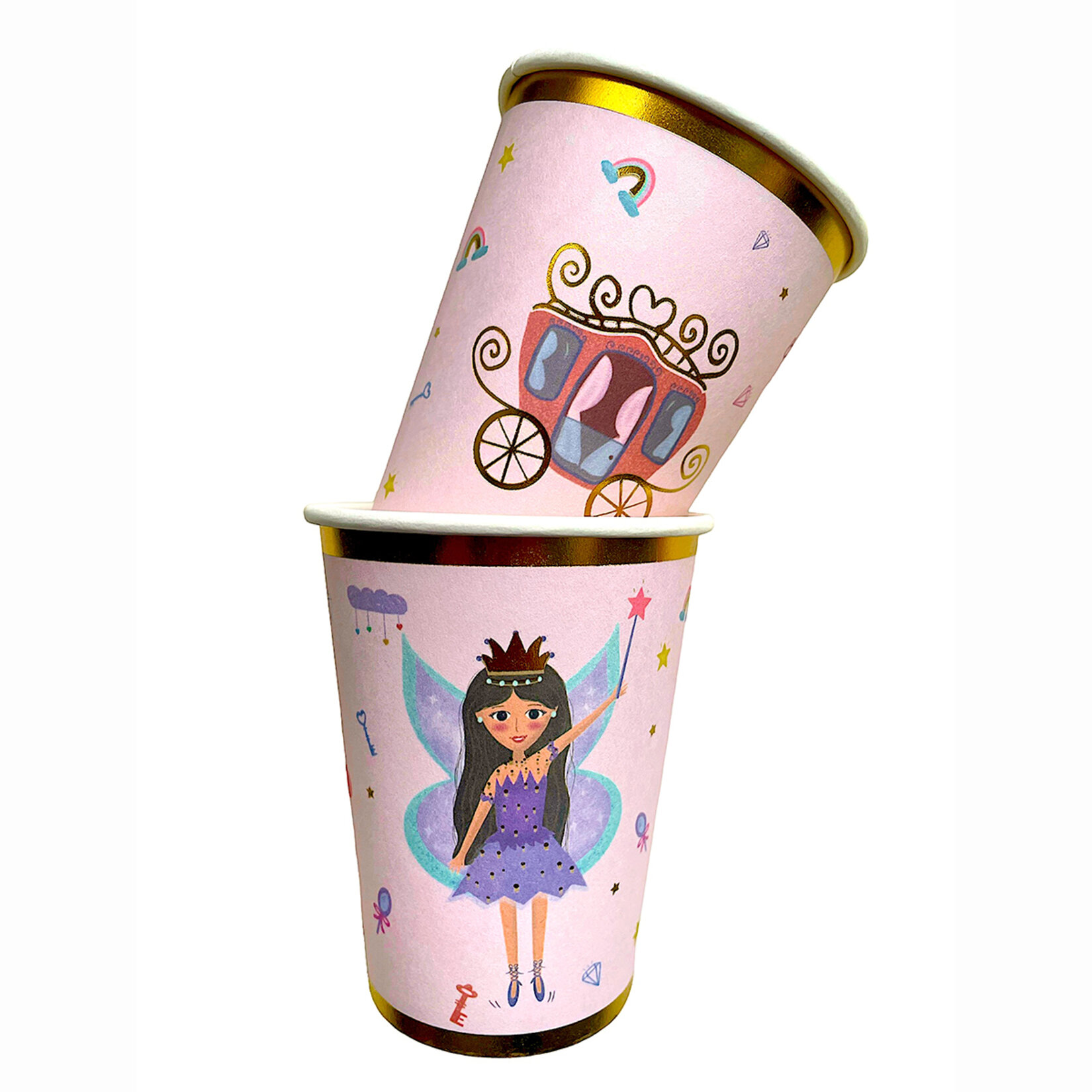 Balinmandalin Prenses Yaldızlı Karton Bardak 8'li 