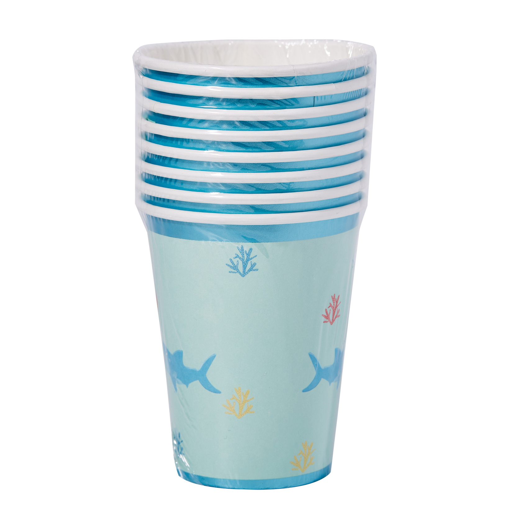 Balinmandalin Deniz Yaldızlı Turkuaz Karton Bardak 8'li