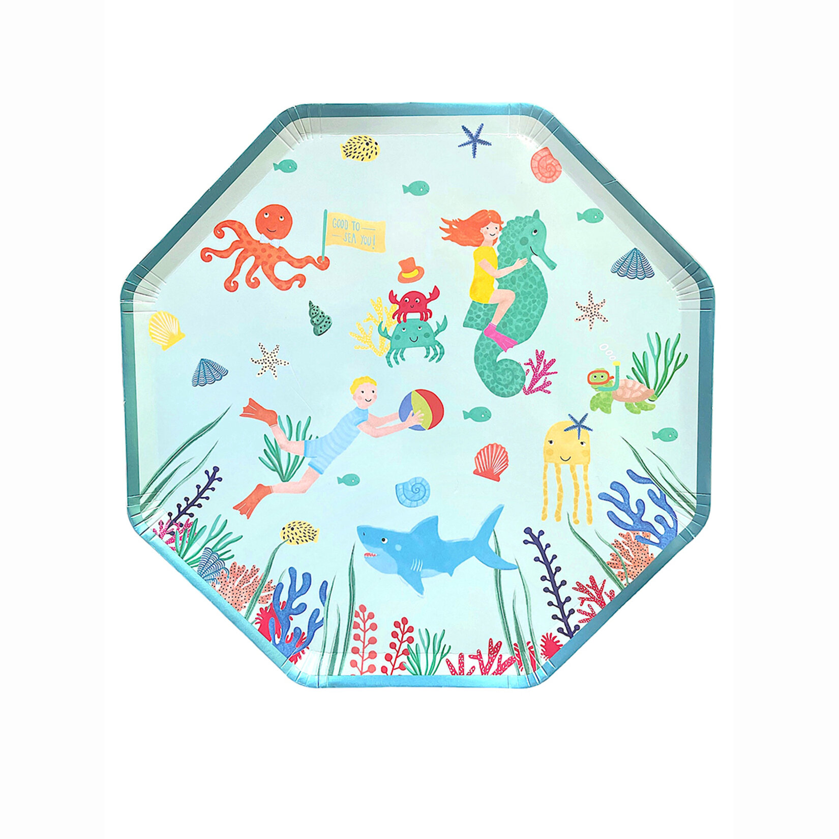 Balinmandalin Dinozor Yaldızlı Sekizgen Karton Tabak 8'li 