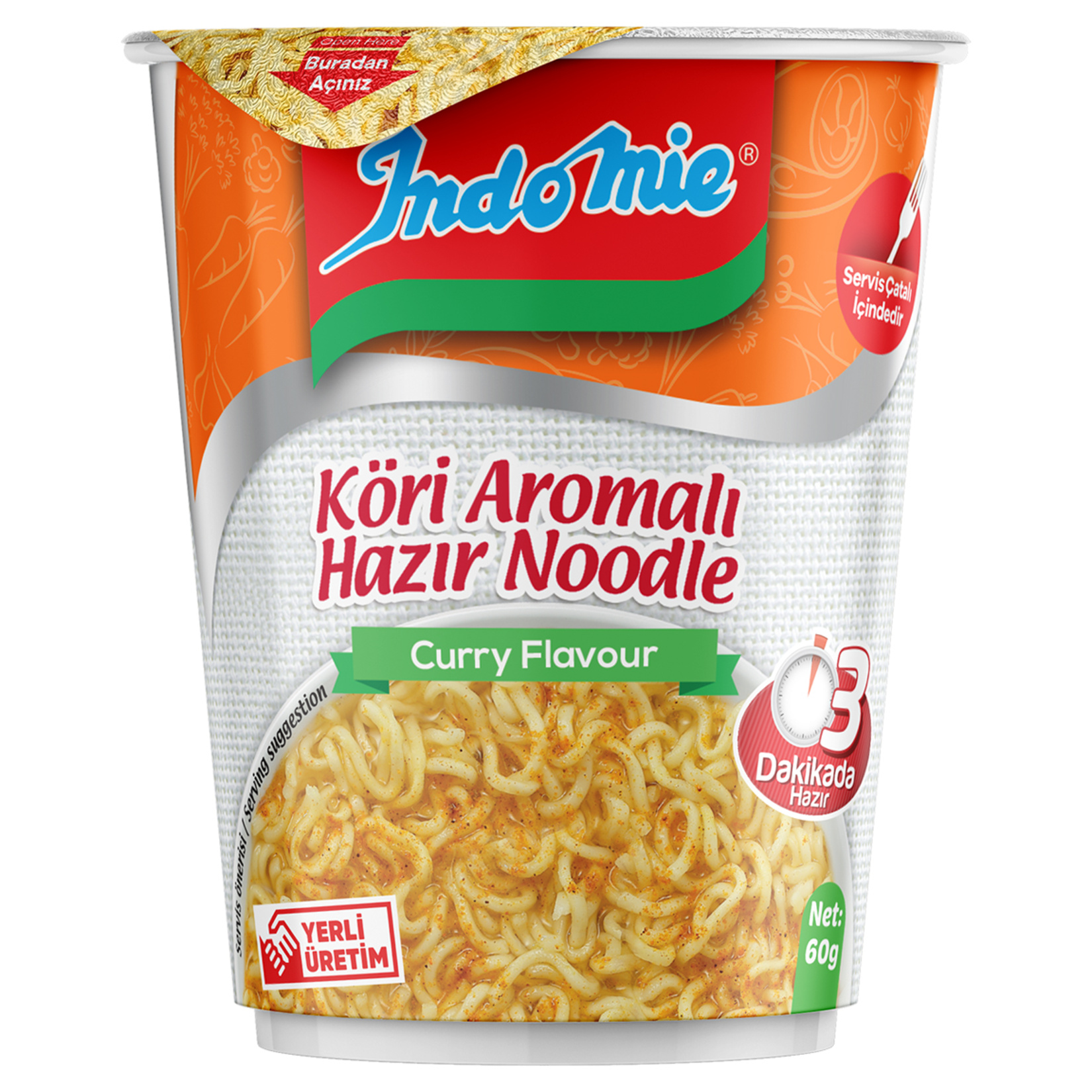Indomie Köri Çeşnili Noodle (Bardak) 60 G