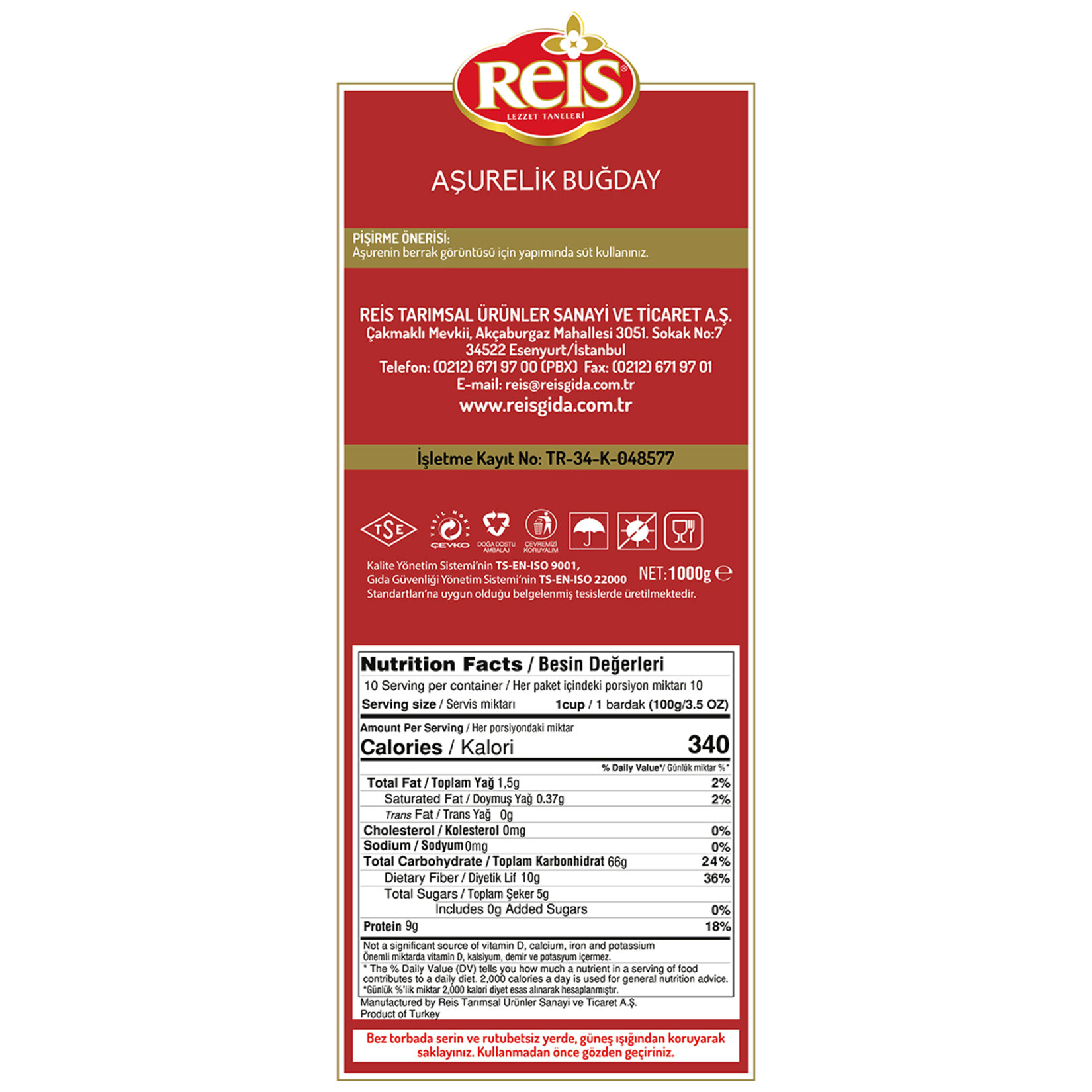 Reis Aşurelik Buğday 1Kg - Görsel 2