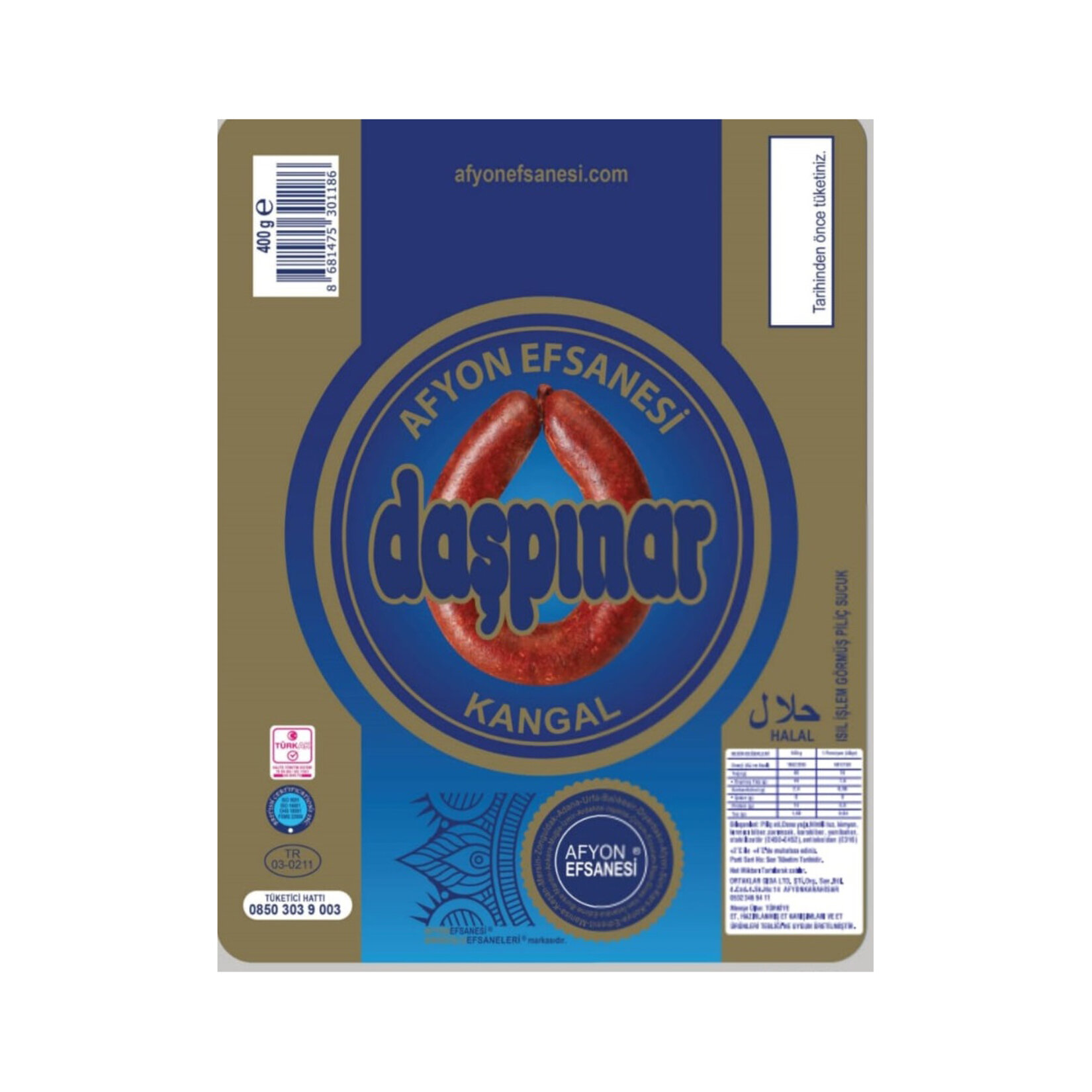 Daşpınar Isıl İşlem Görmüş Piliç Kangal Sucuk 400 G