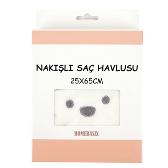 Homebasix Nakışlı Saç Havlusu 25 x 65 Cm