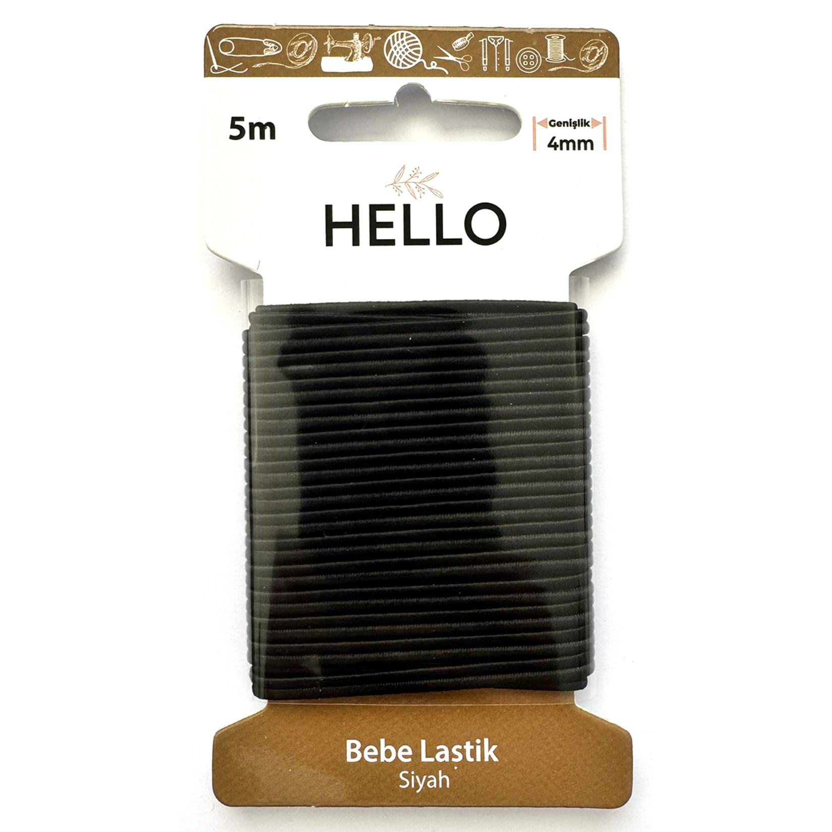 Hello Bebe Lastik 4 Mm Siyah 5 M - Görsel 1