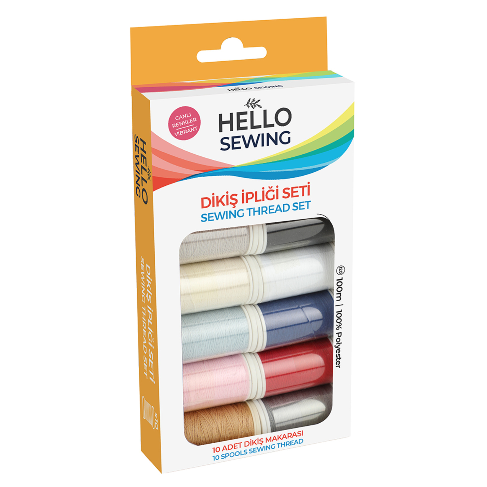 Hello 100 Mt Dikiş İpliği 10 Makara Canlı Renkler