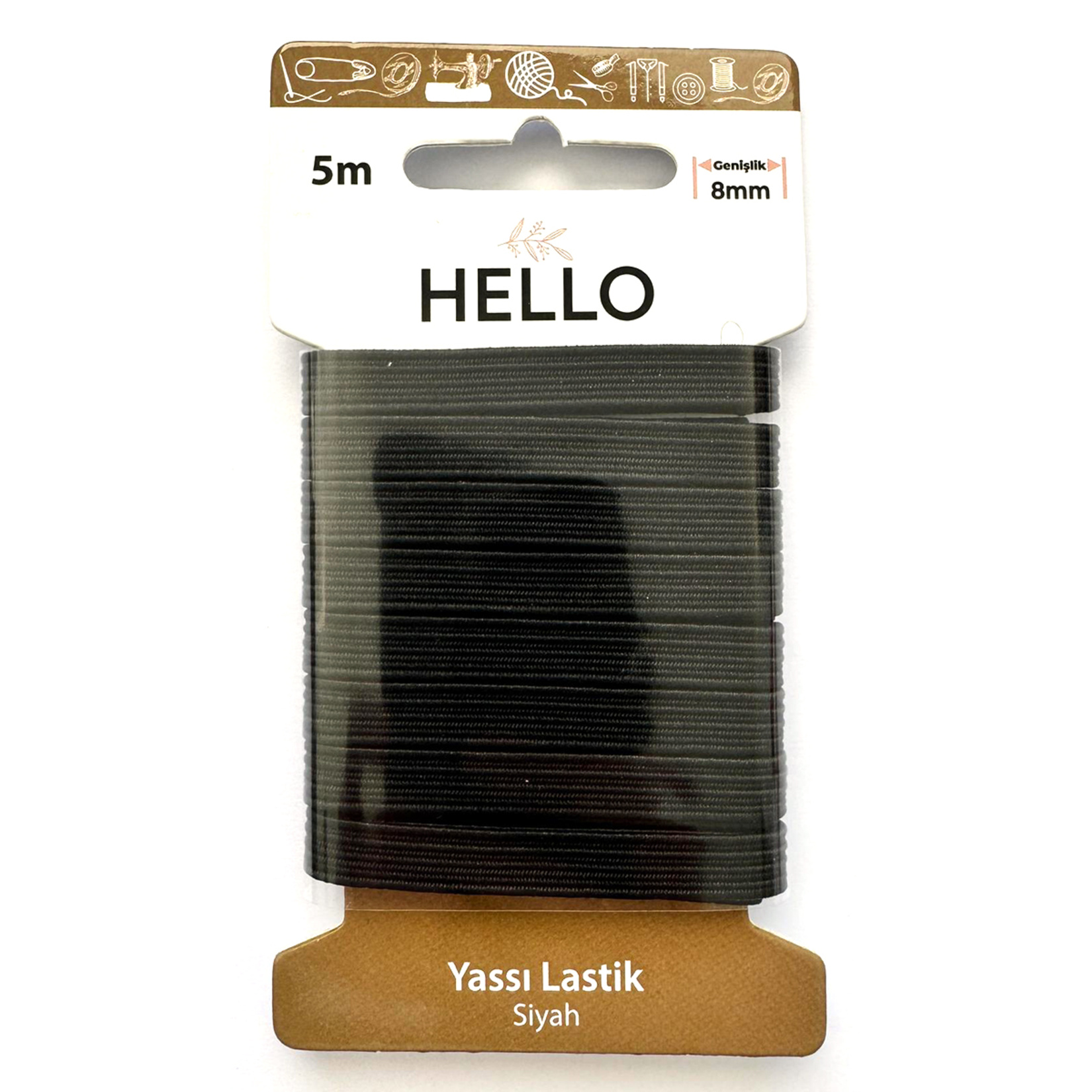 Hello Yassı Lastik 8 Mm Siyah 5 M - Görsel 1