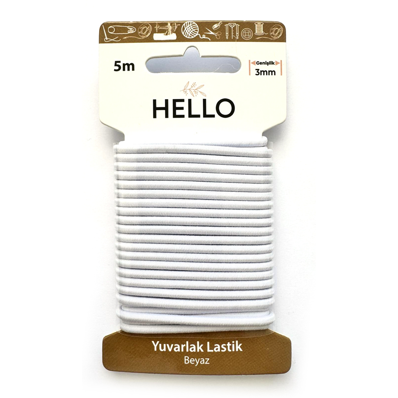 Hello Yuvarlak Lastik 3 Mm Beyaz 5 M - Görsel 1