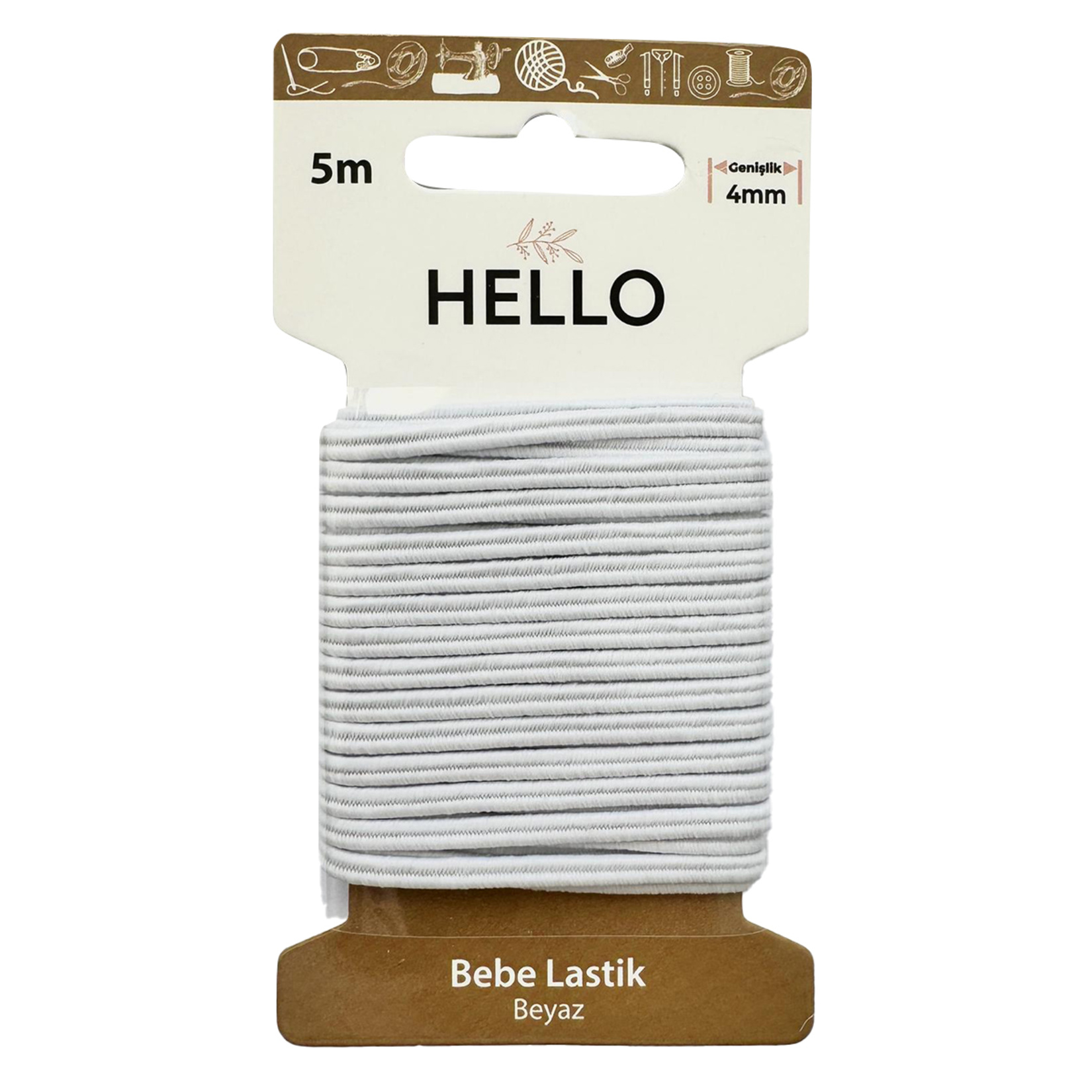 Hello Bebe Lastik 4 Mm Beyaz 5 M - Görsel 1