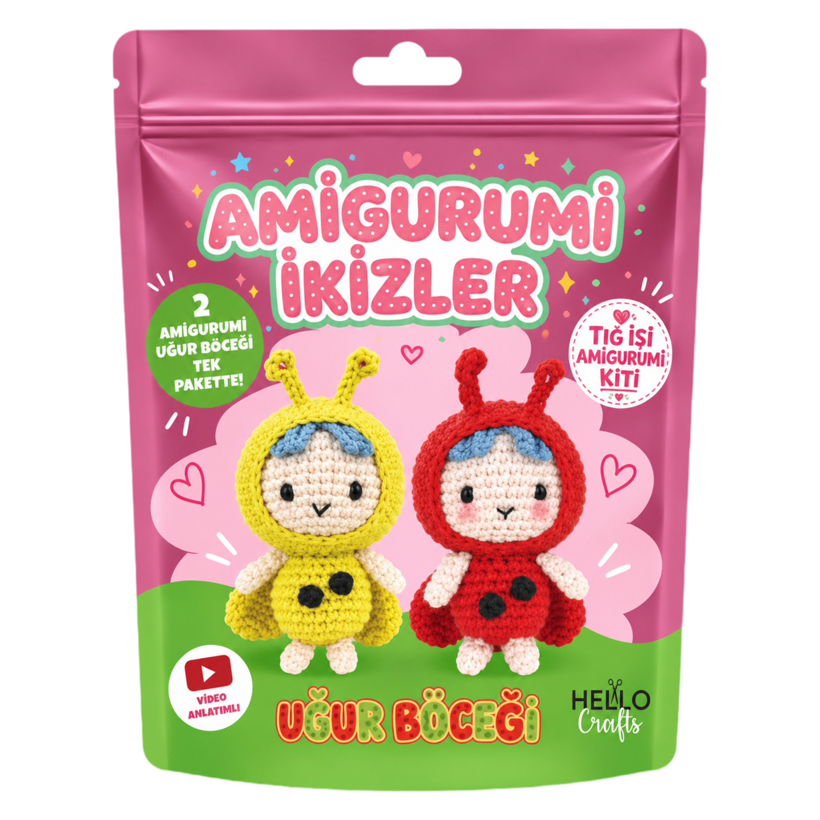 Tuva Hello İkizler Amigurumi Kiti - Görsel 3