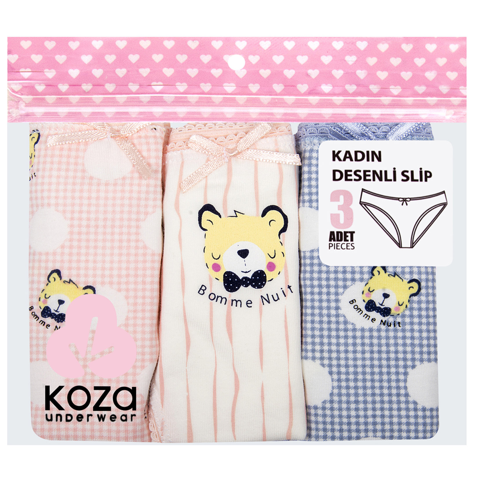 Koza My Desenli 3'Lü Kadın Slip