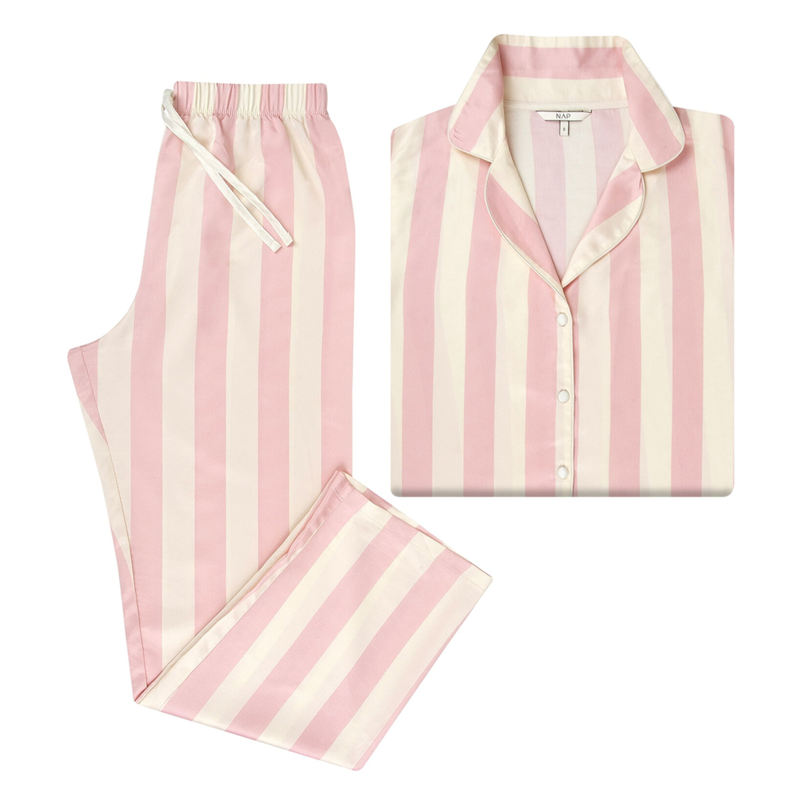 Nap Kadın Düğmeli Uzun Kol Saten Pijama Takımı