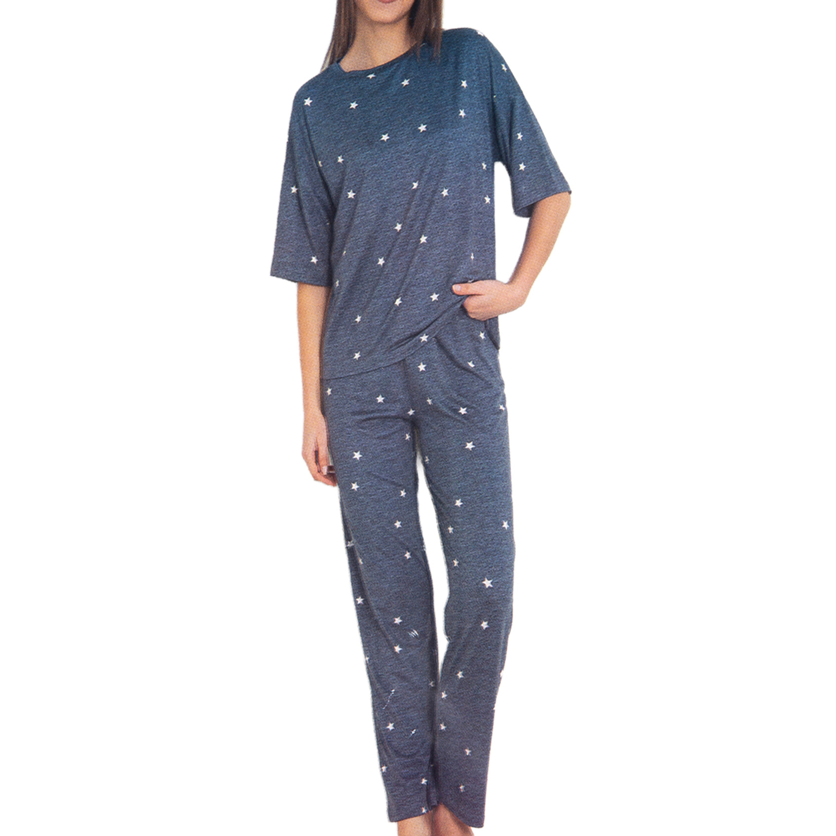 Dofi Kısa Kollu Desenli Kadın Pijama Takımı S - XL - Görsel 2
