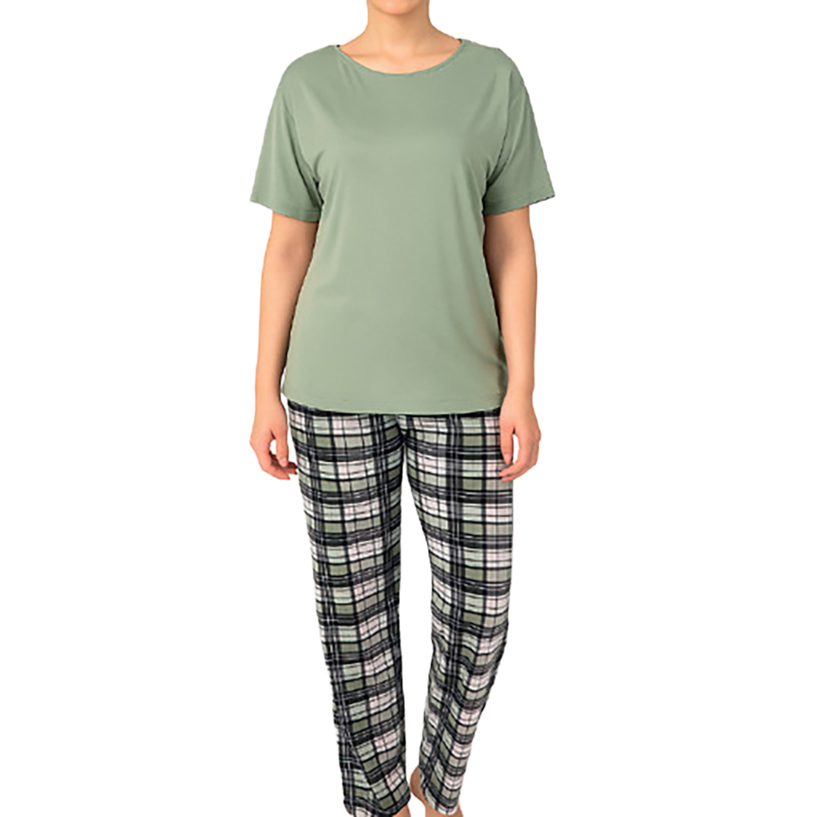 Knup Kadın Ekose Desenli Pijama Takımı S-M-L