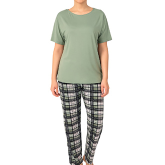 Knup Kadın Ekose Desenli Pijama Takımı S-M-L