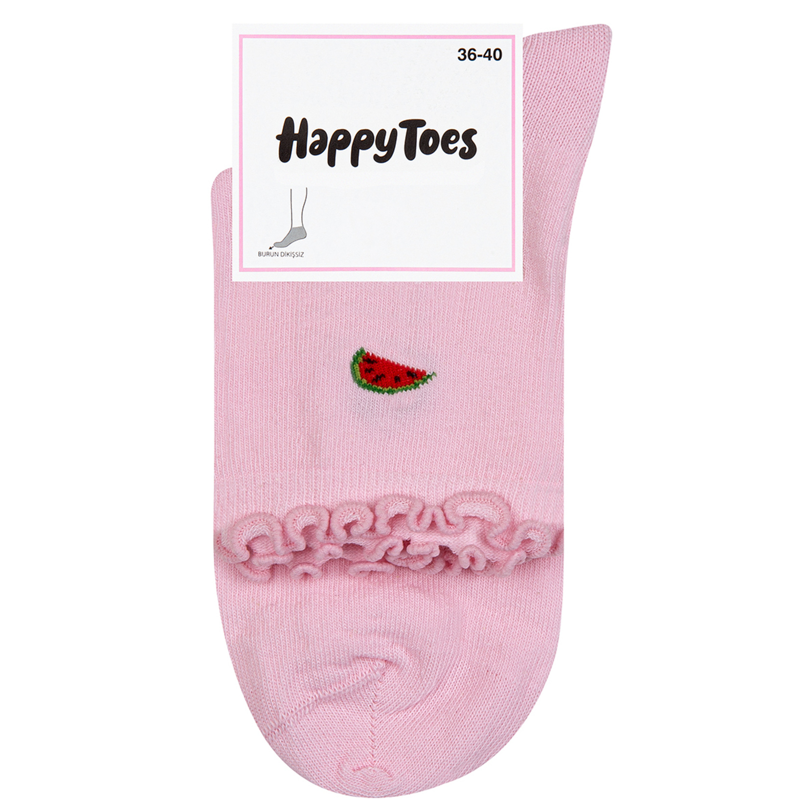 Happy Toes Kadın Fırfırlı Meyve Desenli Çorap 36-40 - Görsel 1