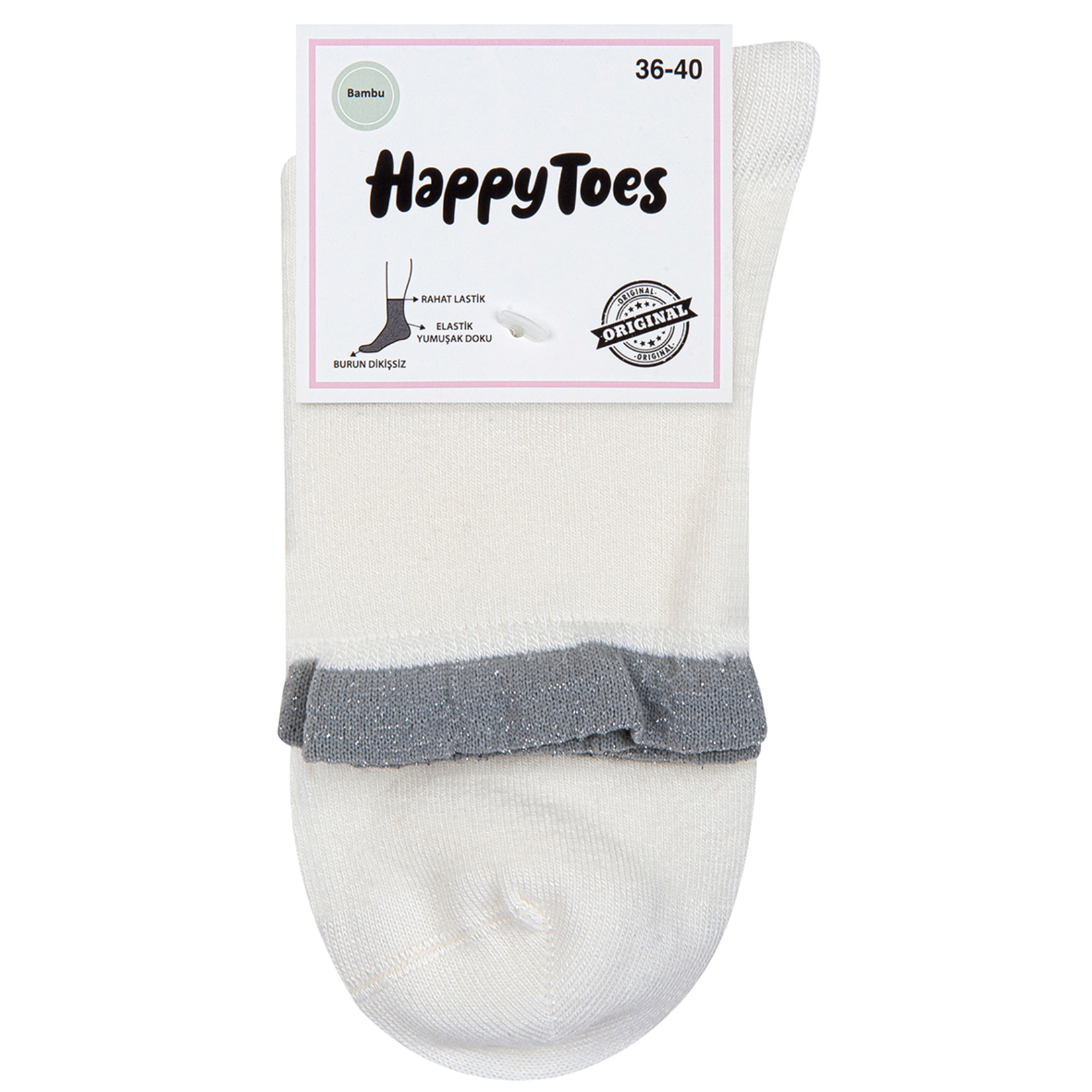 Happy Toes Kadın Bambu Simli Fırfırlı Çorap 36-40 - Görsel 1