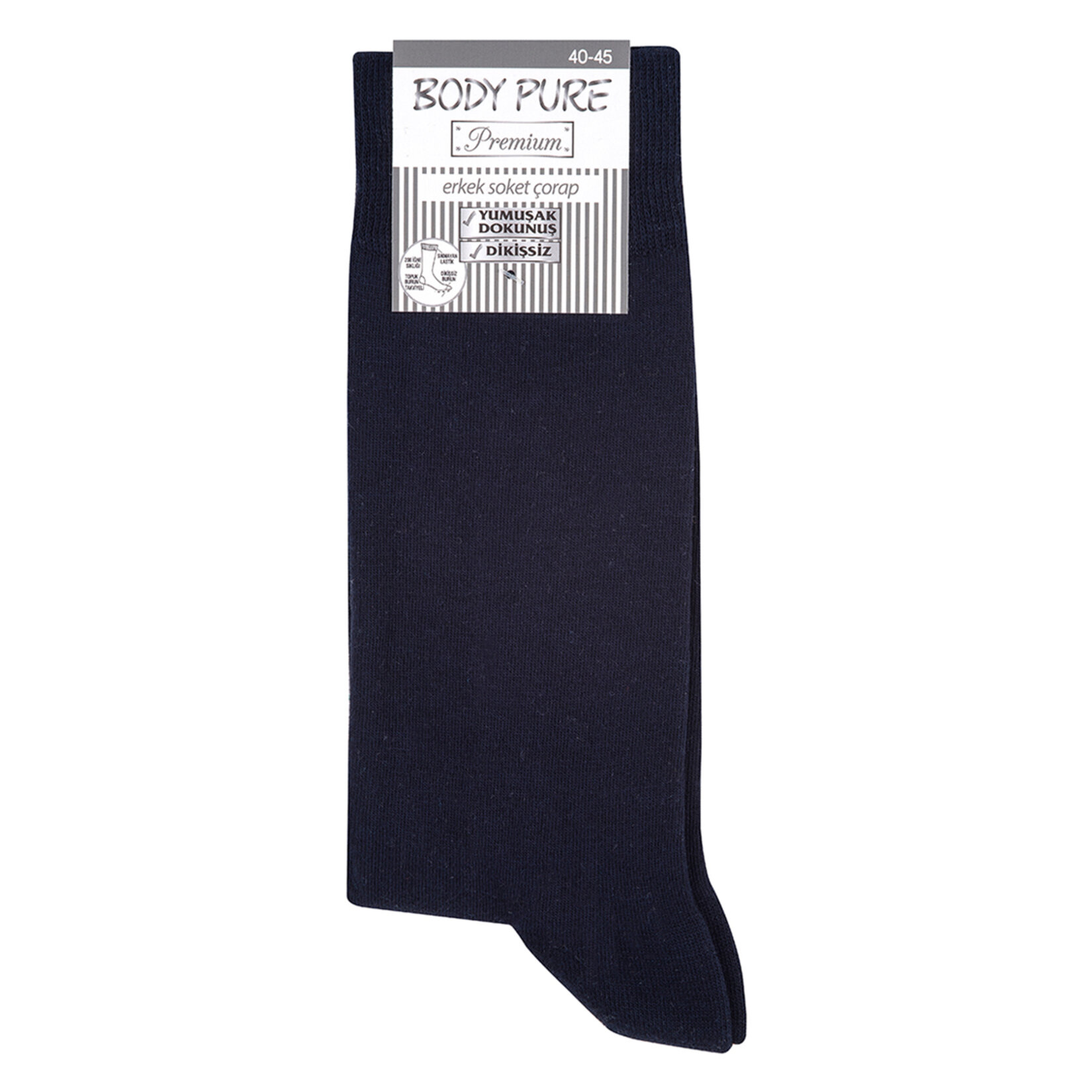 Body Pure Premium Erkek Soket Çorabı Lacivert 40/45 - Görsel 1