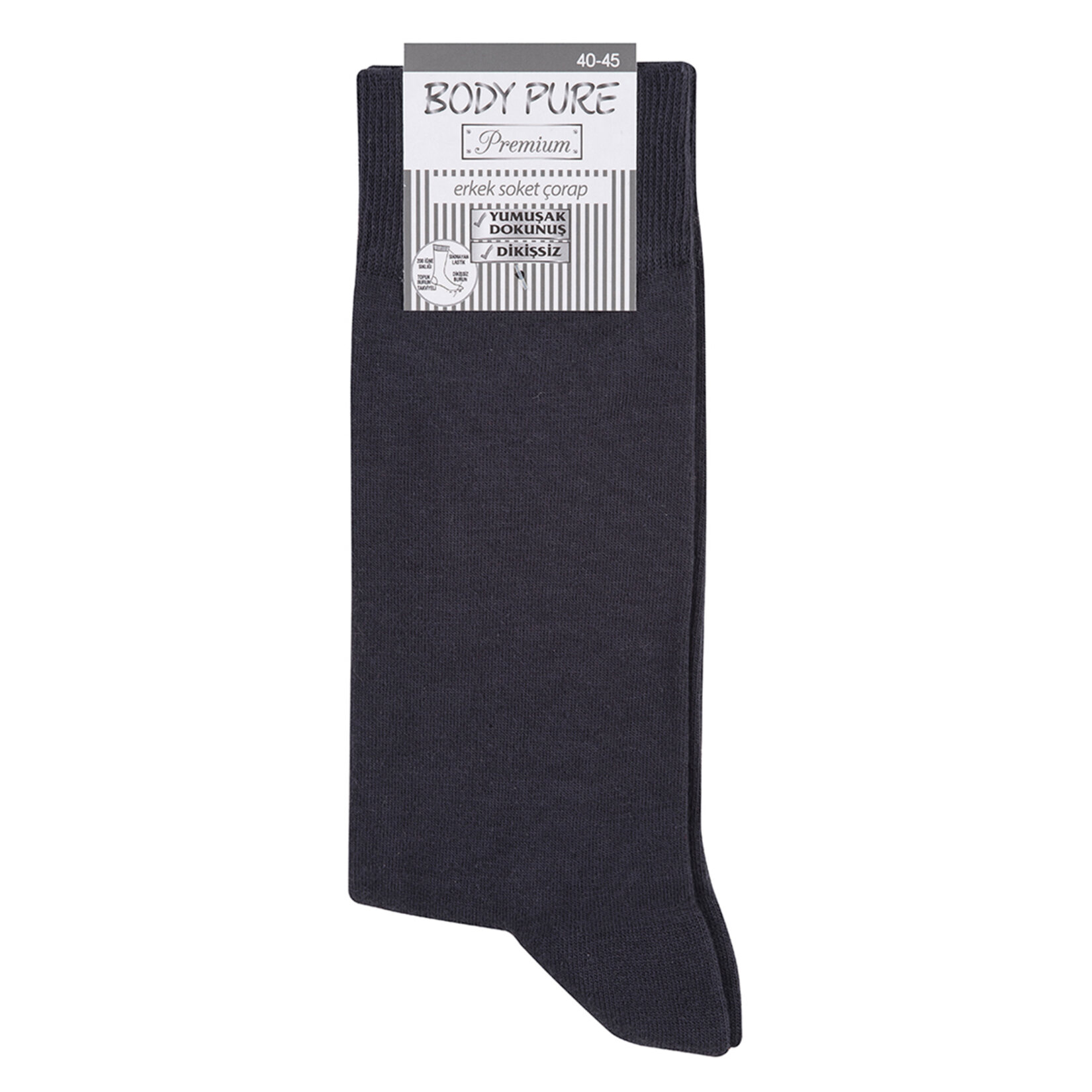 Body Pure Premium Erkek Soket Çorabı Füme 40/45 - Görsel 1