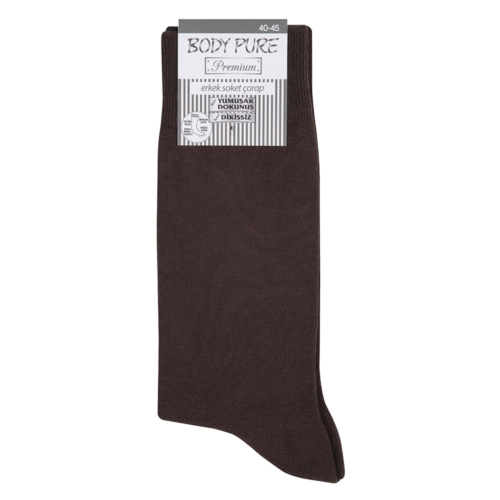 Body Pure Premium Erkek Soket Çorabı Kahve 40/45
